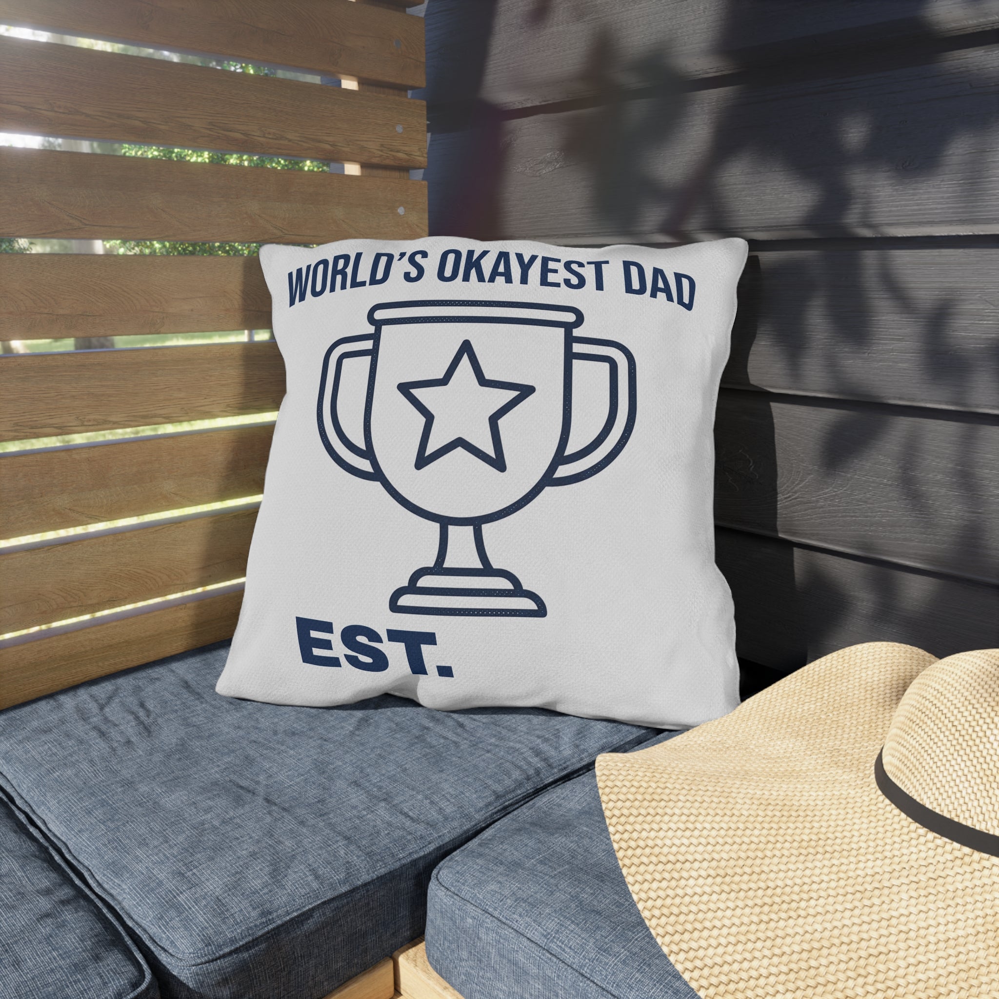 World's Okayest Dad Outdoor Pillow – Funny Father's Day Decorative Toss Cushion