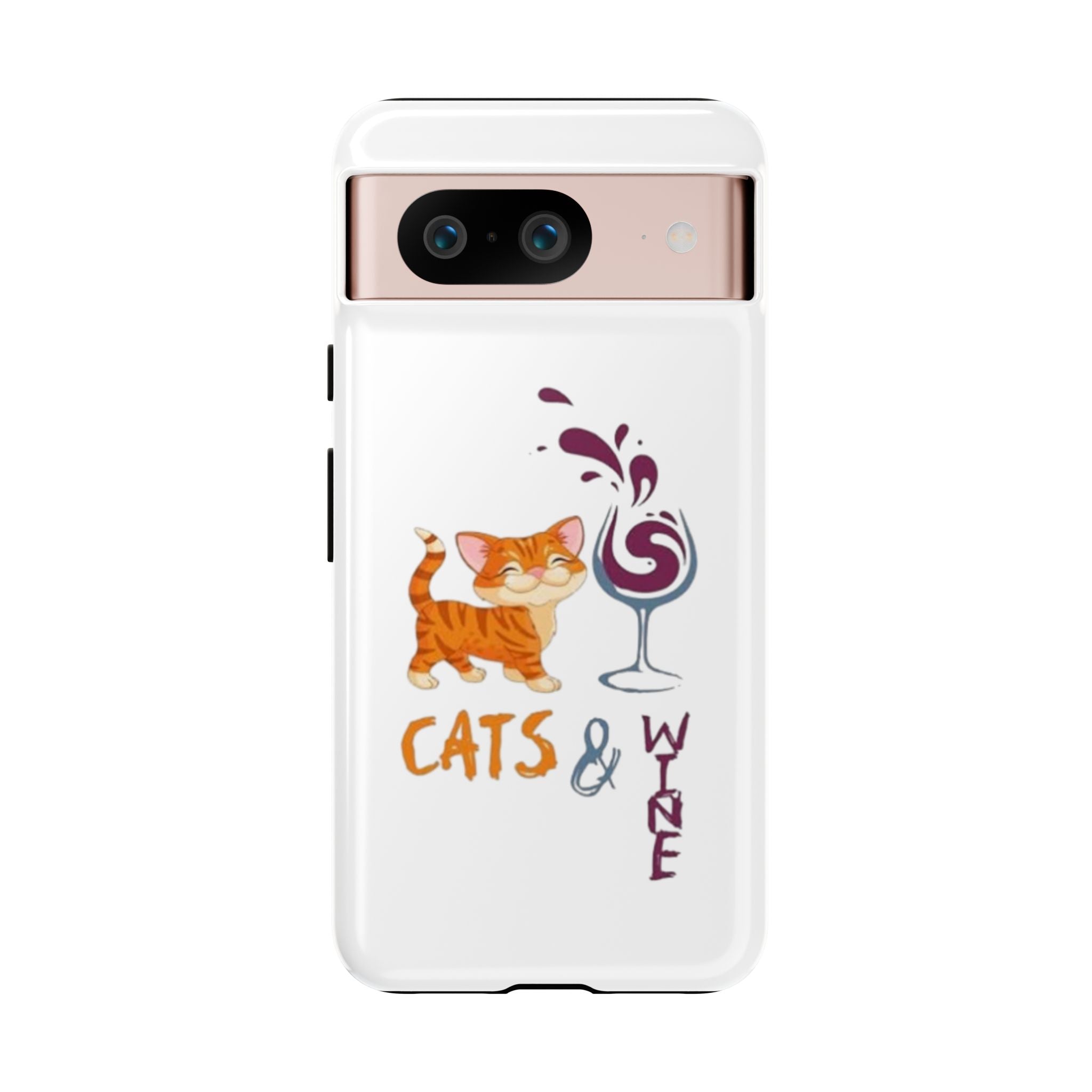 Cats & Wine Phone Case — Cute Orange Cat with Wine Glass Protective Case