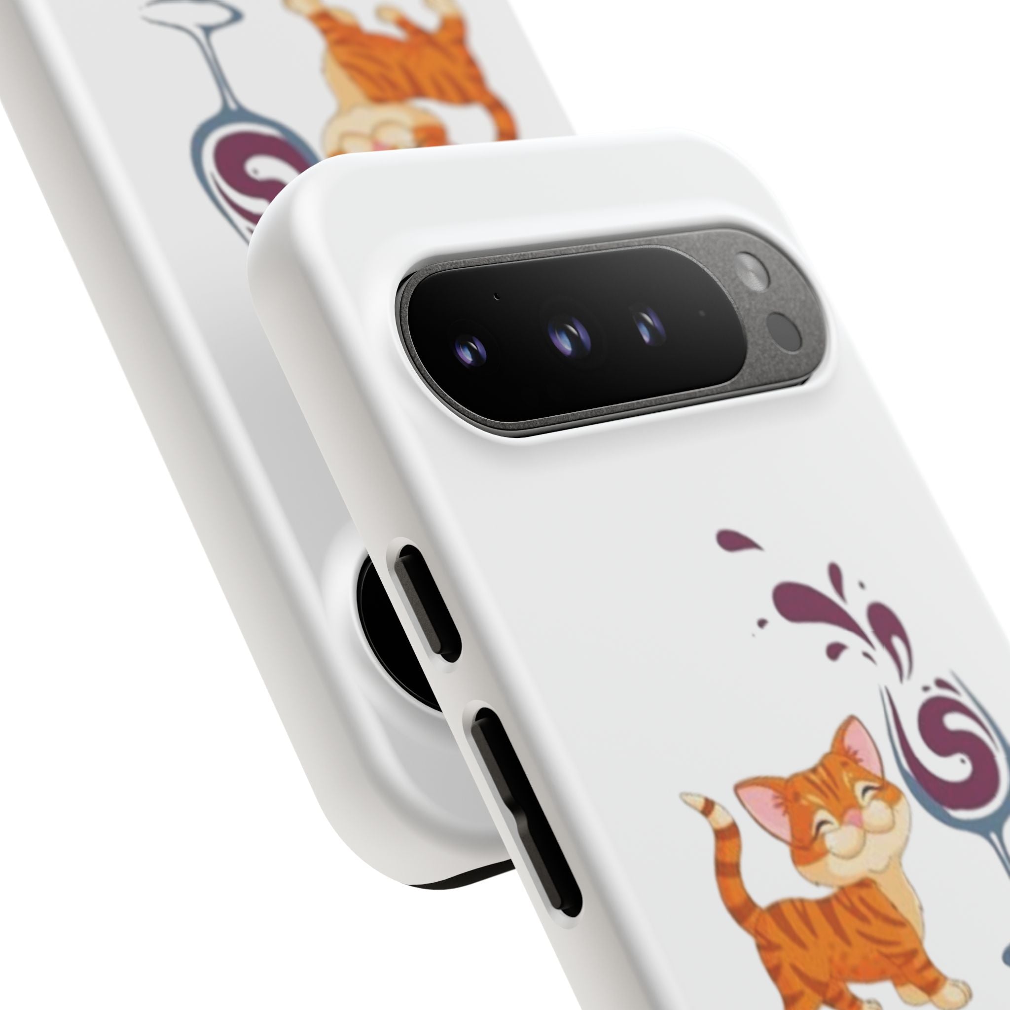 Cats & Wine Phone Case — Cute Orange Cat with Wine Glass Protective Case