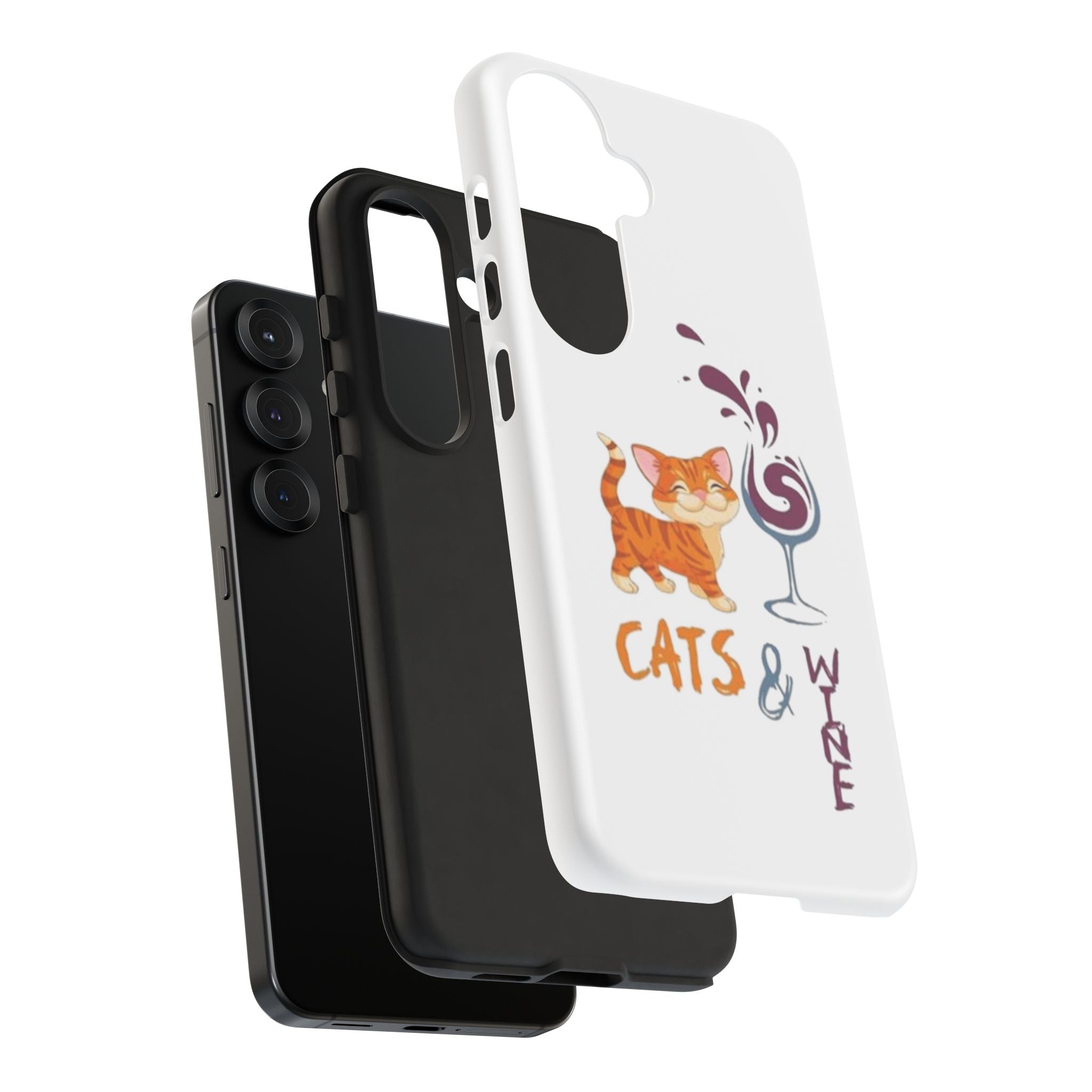 Cats & Wine Phone Case — Cute Orange Cat with Wine Glass Protective Case