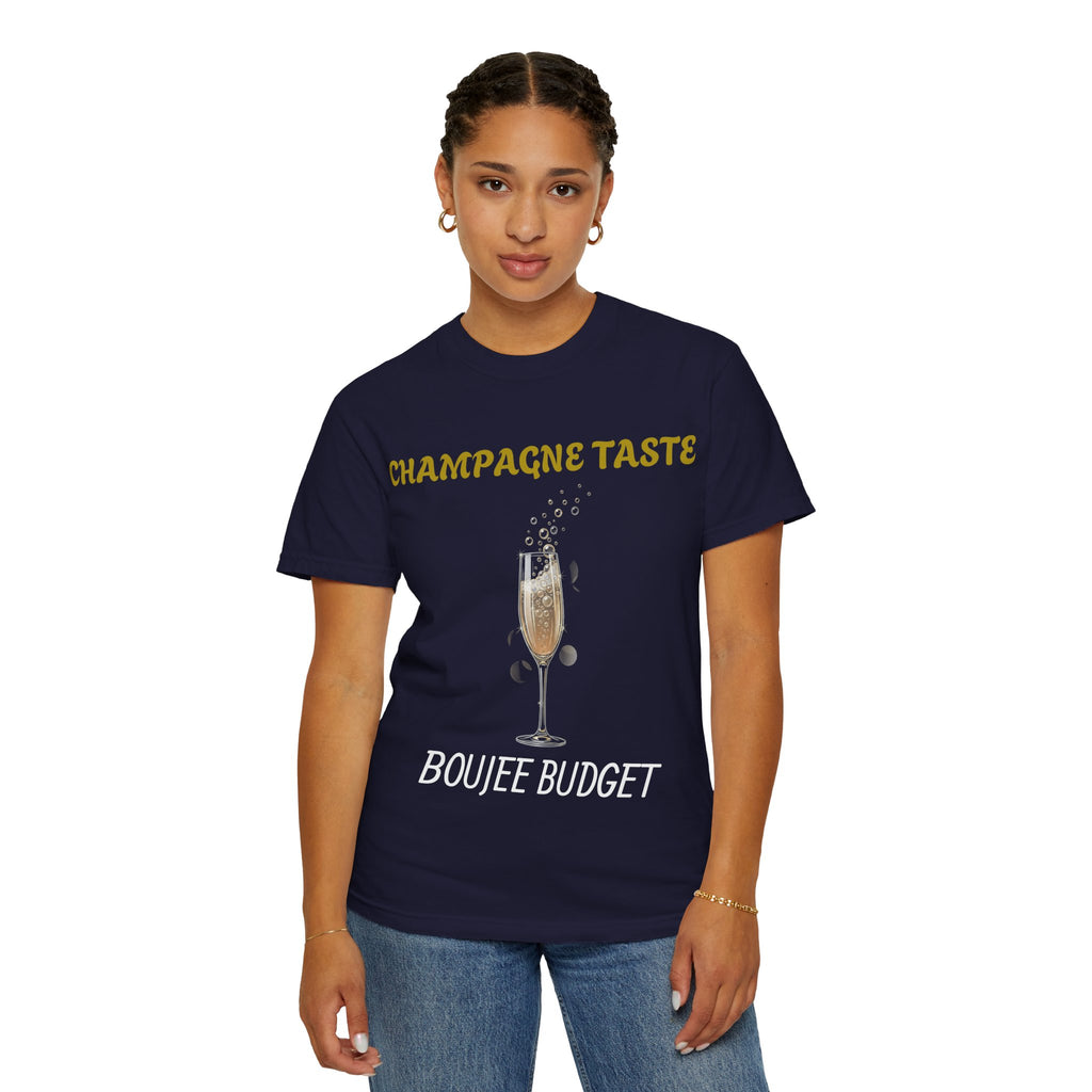 Champagne Taste, Boujee Budget T-Shirt — Funny Sparkling Wine Tee