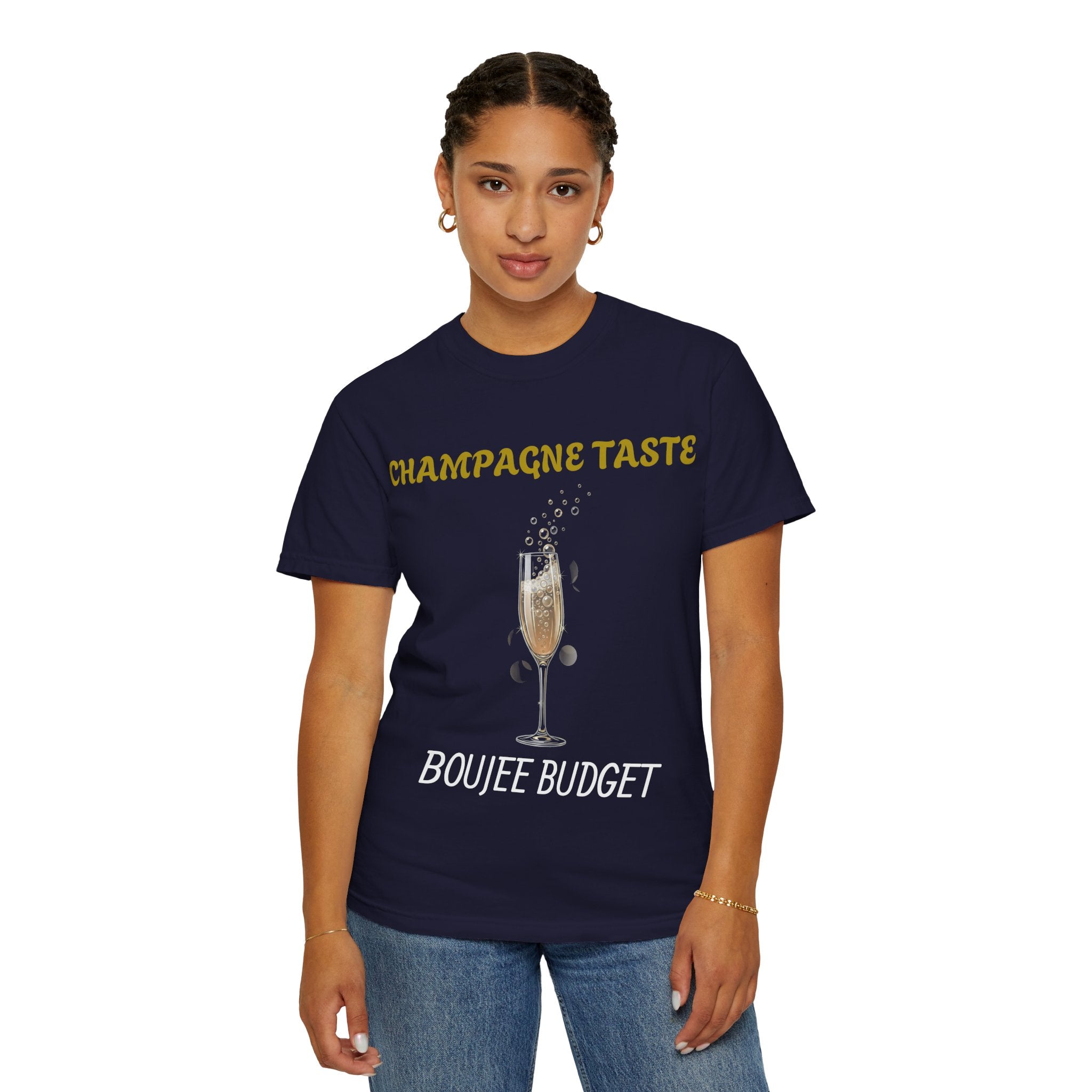 Champagne Taste, Boujee Budget T-Shirt — Funny Sparkling Wine Tee