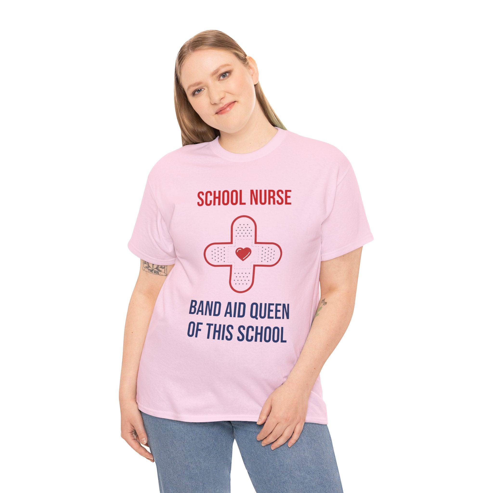 School Nurse T-Shirt – “Band Aid Queen of This School” Cotton Tee