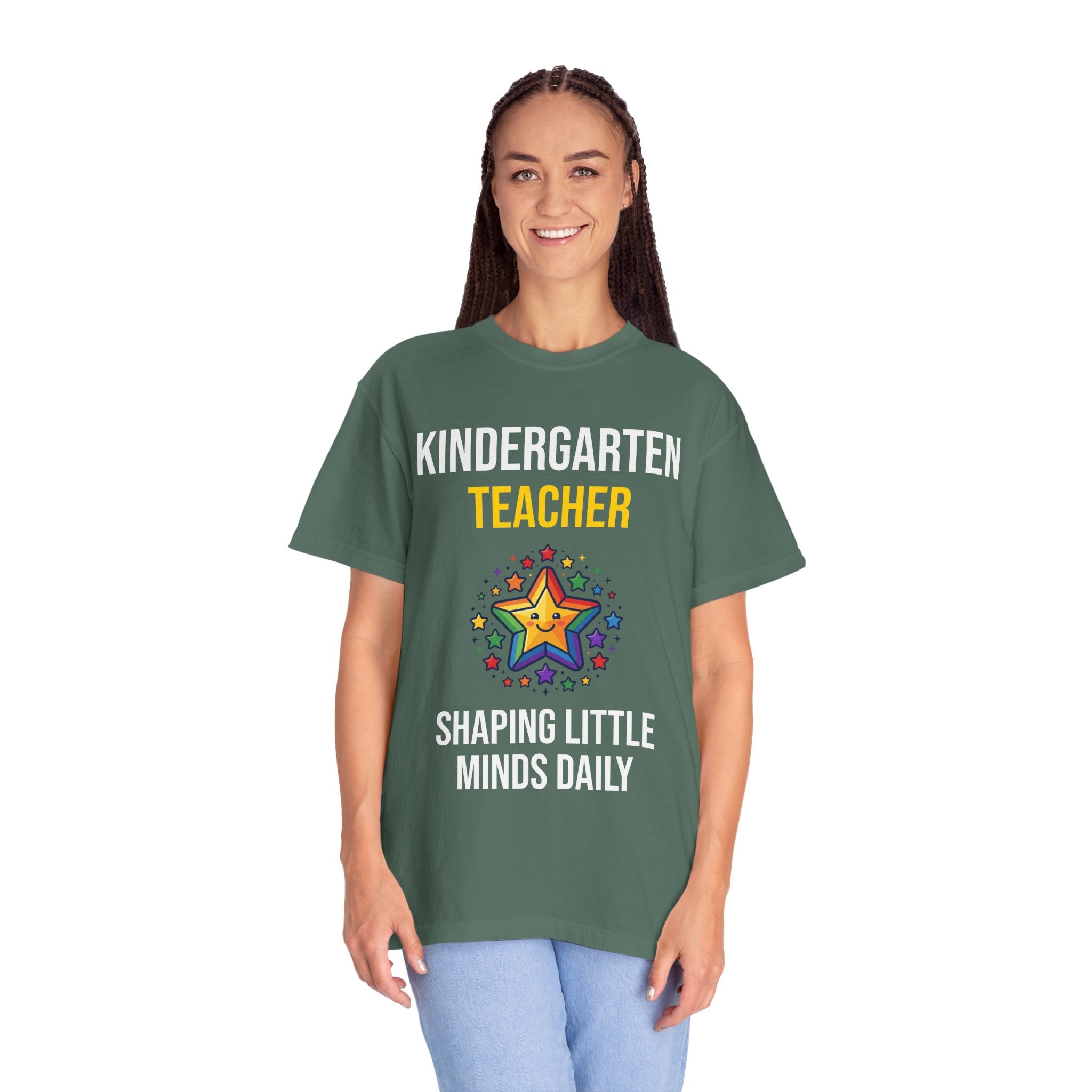 Kindergarten Teacher T-Shirt - "Shaping Little Minds Daily" Cute Star Design