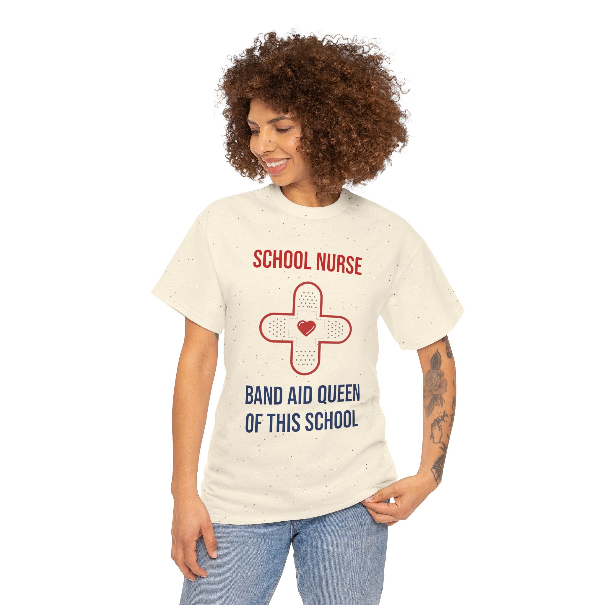 School Nurse T-Shirt – “Band Aid Queen of This School” Cotton Tee