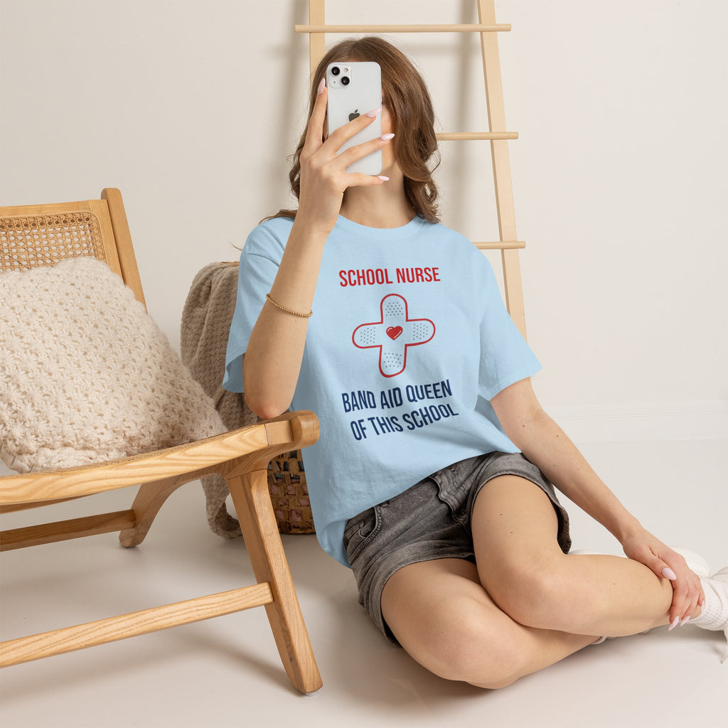 School Nurse T-Shirt – “Band Aid Queen of This School” Cotton Tee
