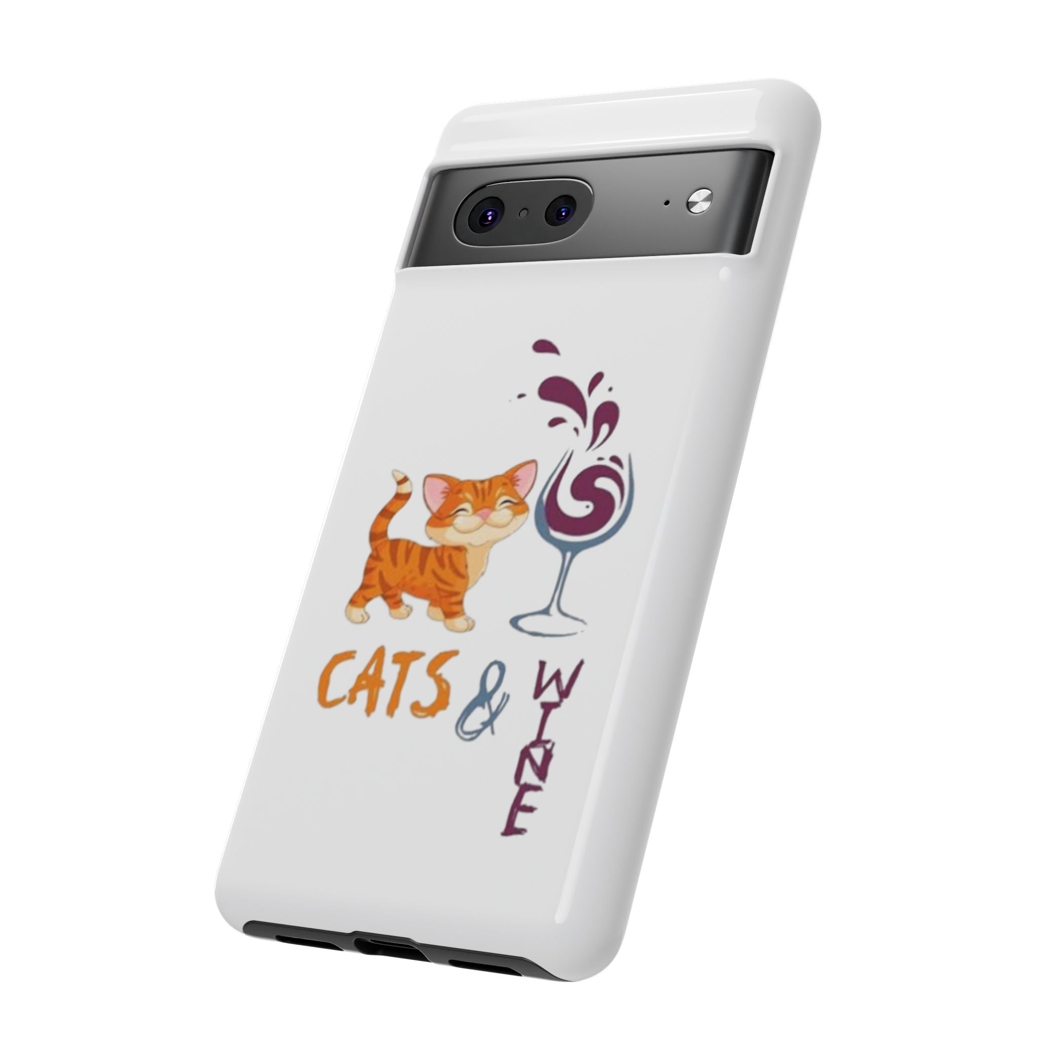 Cats & Wine Phone Case — Cute Orange Cat with Wine Glass Protective Case