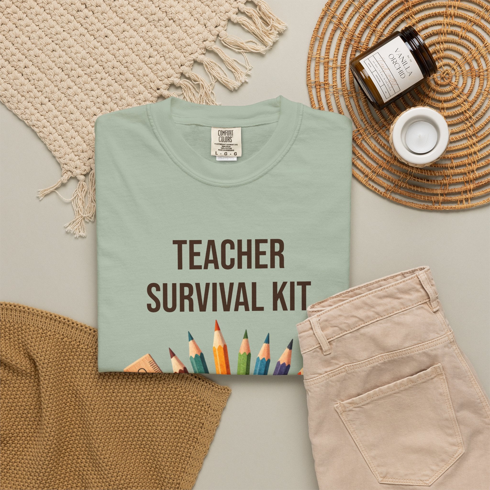 Teacher Survival Kit T-Shirt — Cute Pencil & Mug Graphic Tee for Teachers, Back-to-School Gift