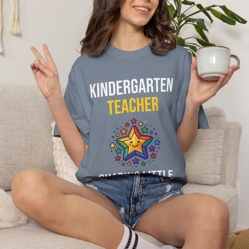 Kindergarten Teacher T-Shirt - "Shaping Little Minds Daily" Cute Star Design