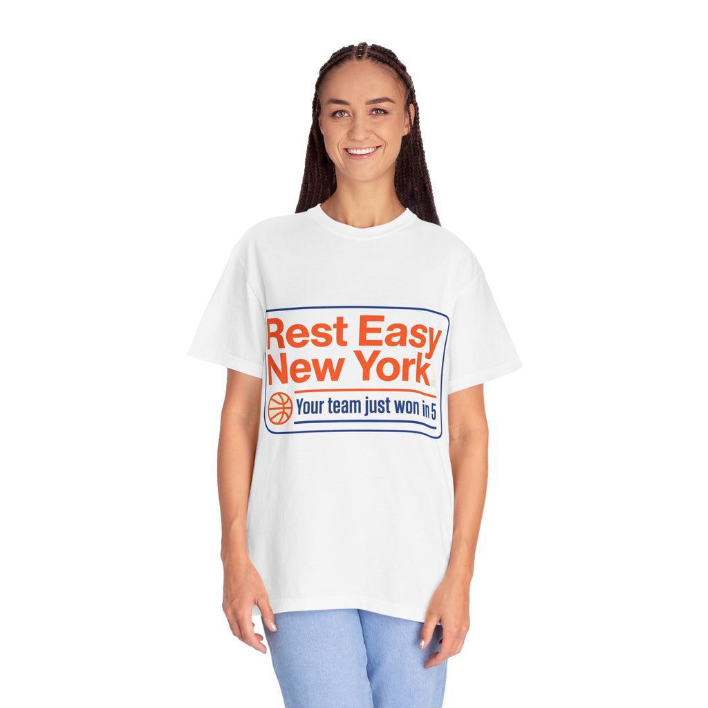 T-Shirt — "Rest Easy New York" Basketball Fan Tee