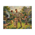 Backyard Family Football Puzzle — Vintage Dad Playing with Kids (110–520pcs)