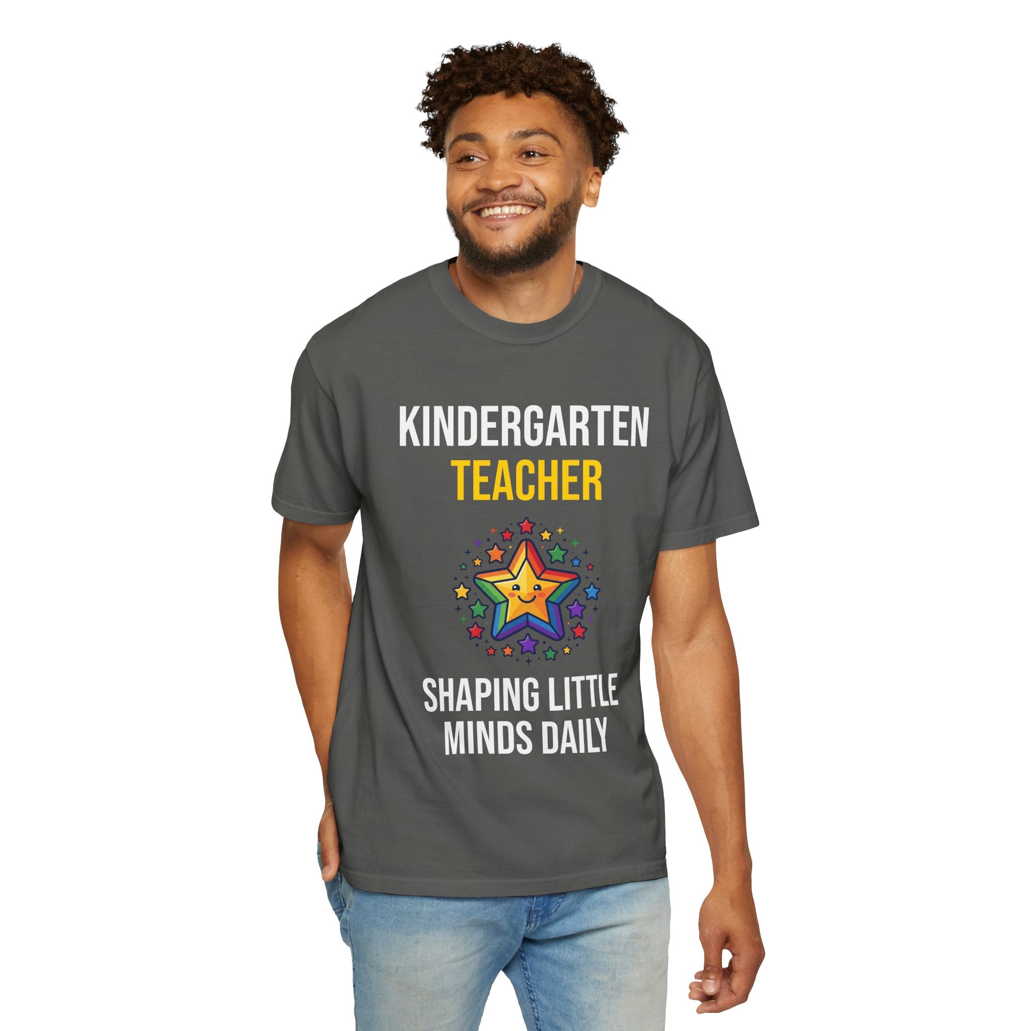 Kindergarten Teacher T-Shirt - "Shaping Little Minds Daily" Cute Star Design