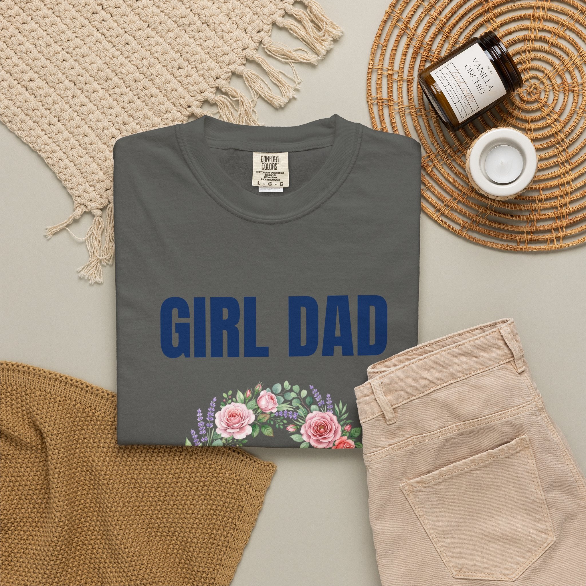 Girl Dad Floral Wreath T-Shirt — Proud Girl Dad Father's Day Gift Tee