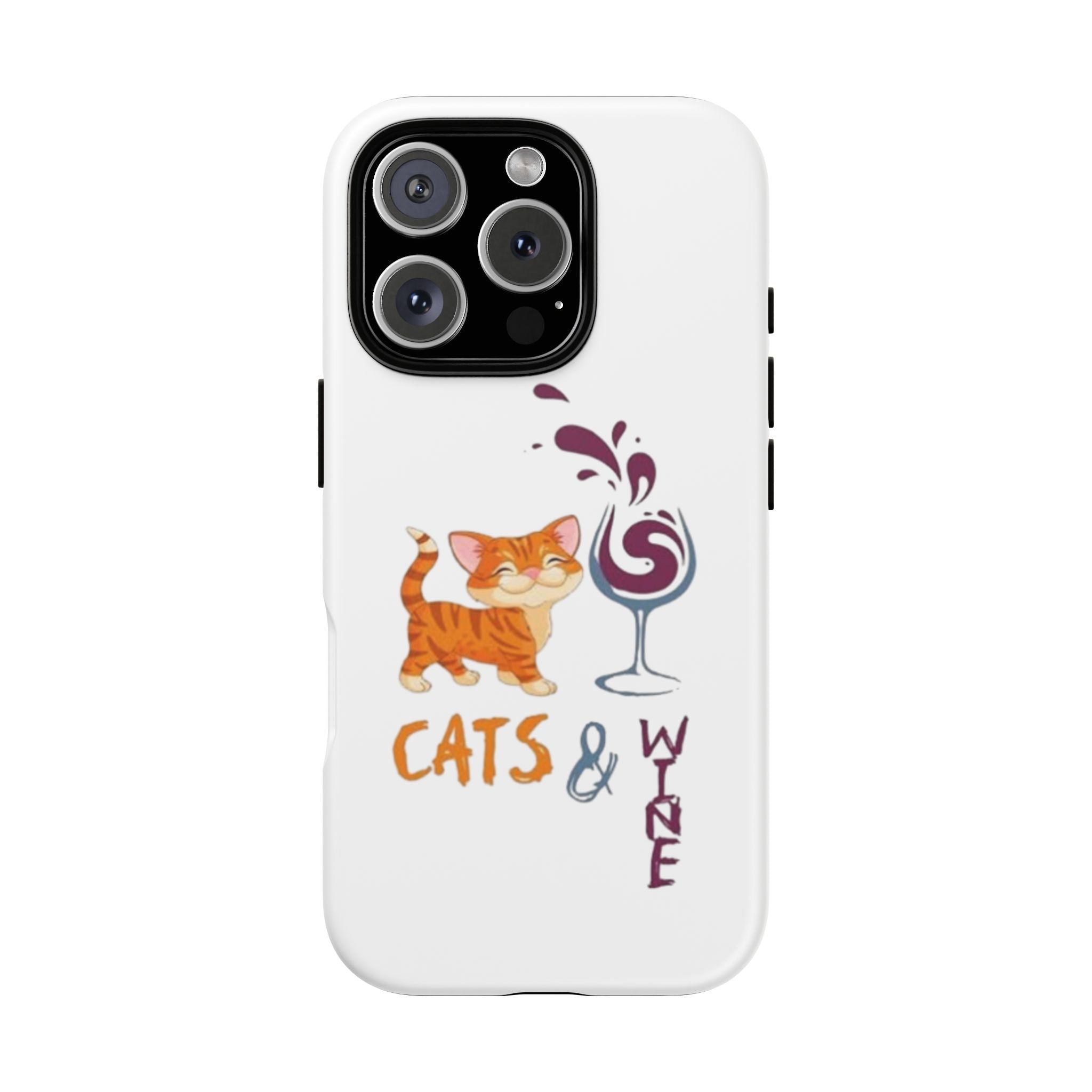 Cats & Wine Phone Case — Cute Orange Cat with Wine Glass Protective Case