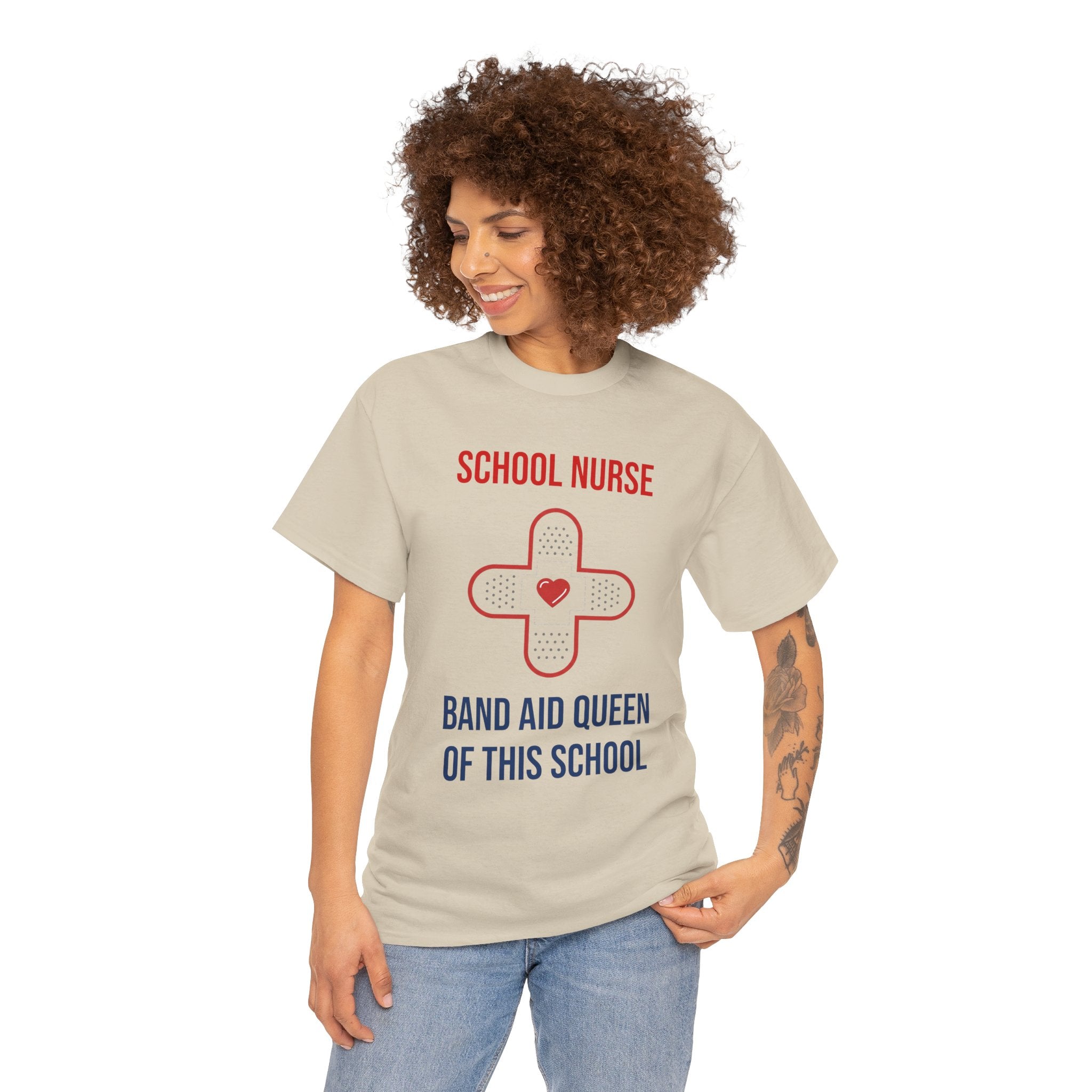 School Nurse T-Shirt – “Band Aid Queen of This School” Cotton Tee