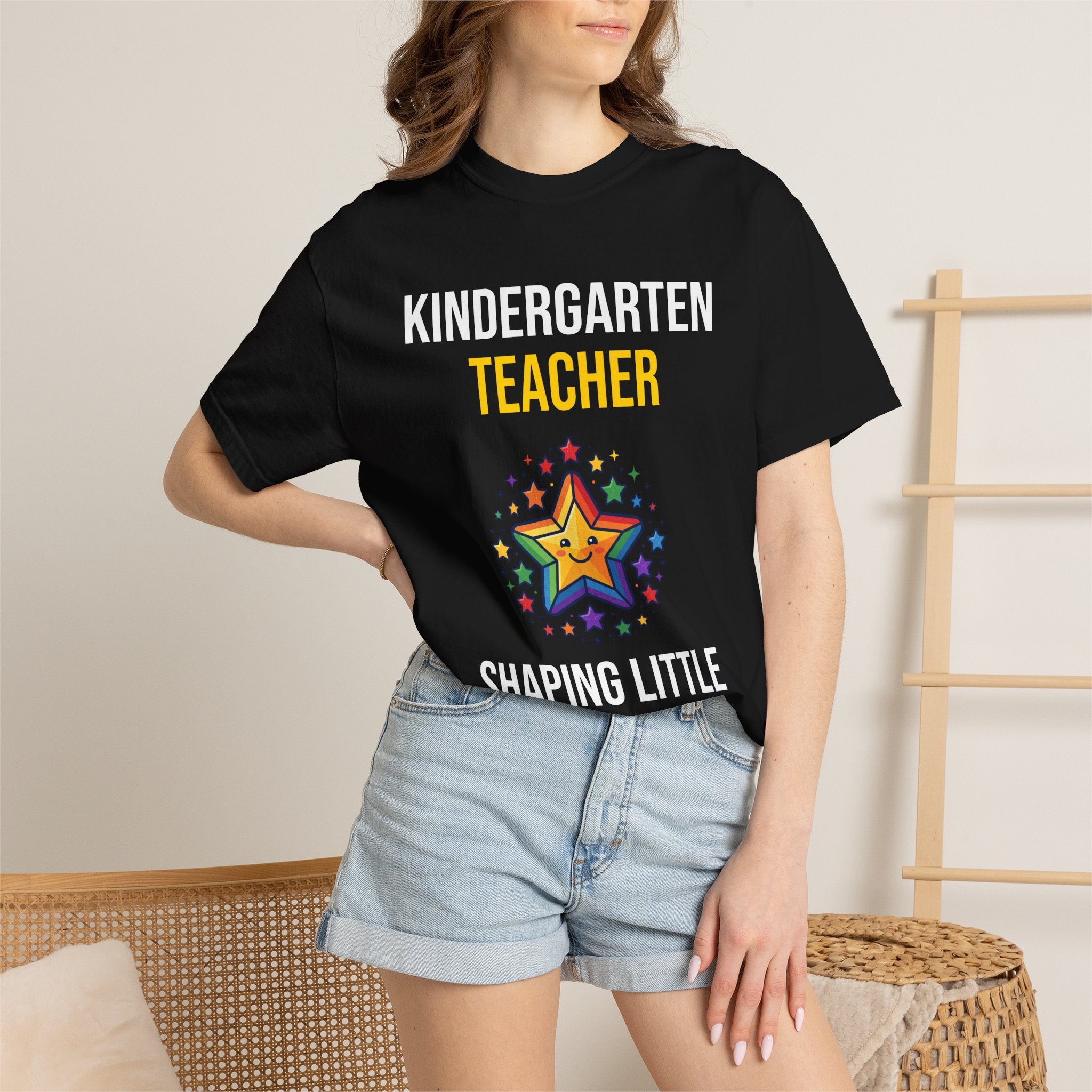 Kindergarten Teacher T-Shirt - "Shaping Little Minds Daily" Cute Star Design