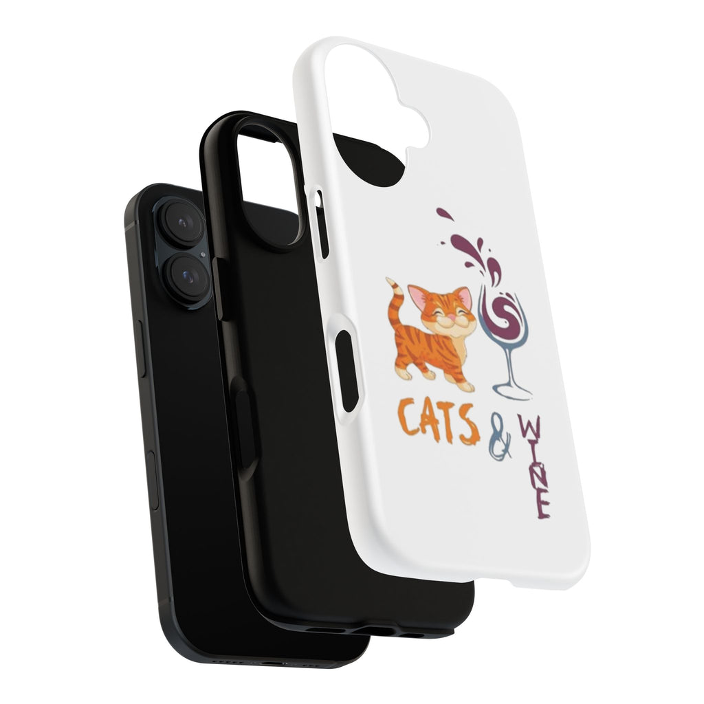 Cats & Wine Phone Case — Cute Orange Cat with Wine Glass Protective Case