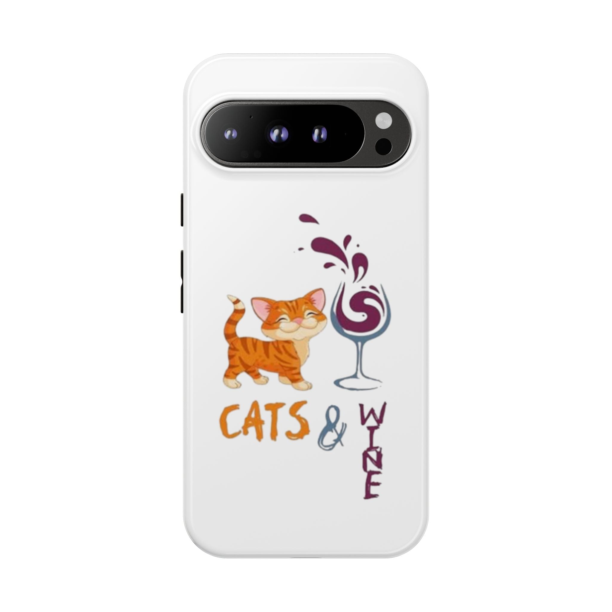 Cats & Wine Phone Case — Cute Orange Cat with Wine Glass Protective Case