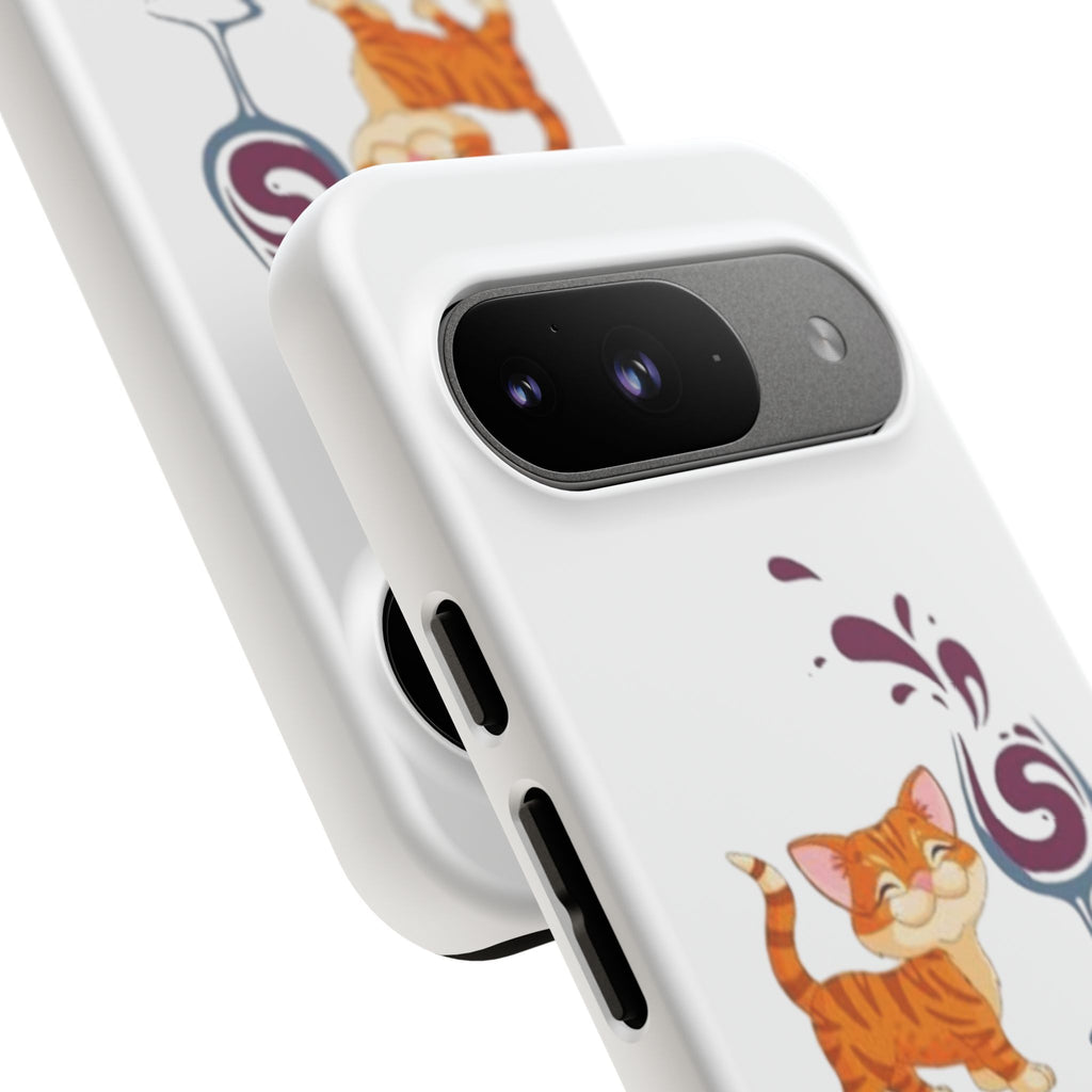 Cats & Wine Phone Case — Cute Orange Cat with Wine Glass Protective Case