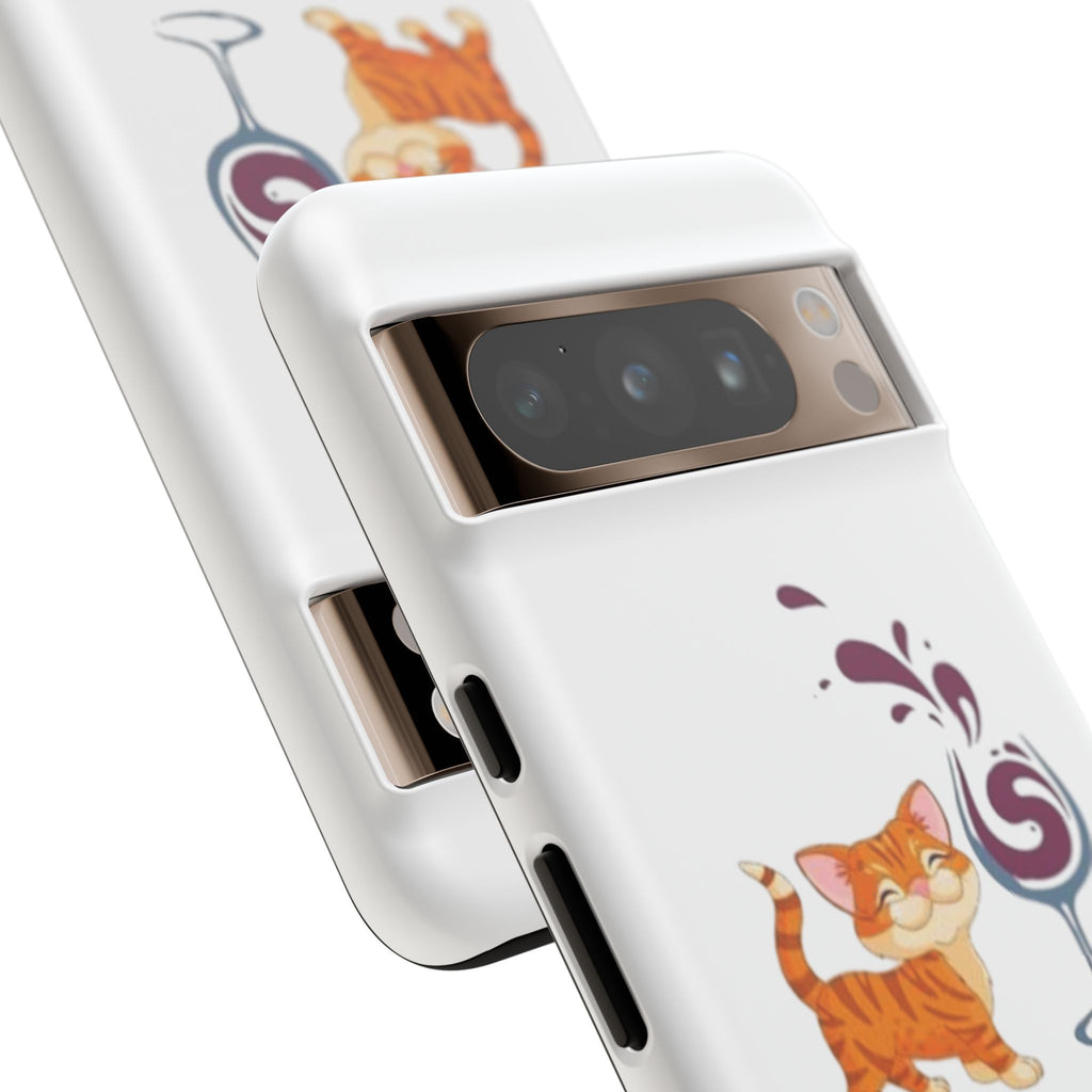 Cats & Wine Phone Case — Cute Orange Cat with Wine Glass Protective Case