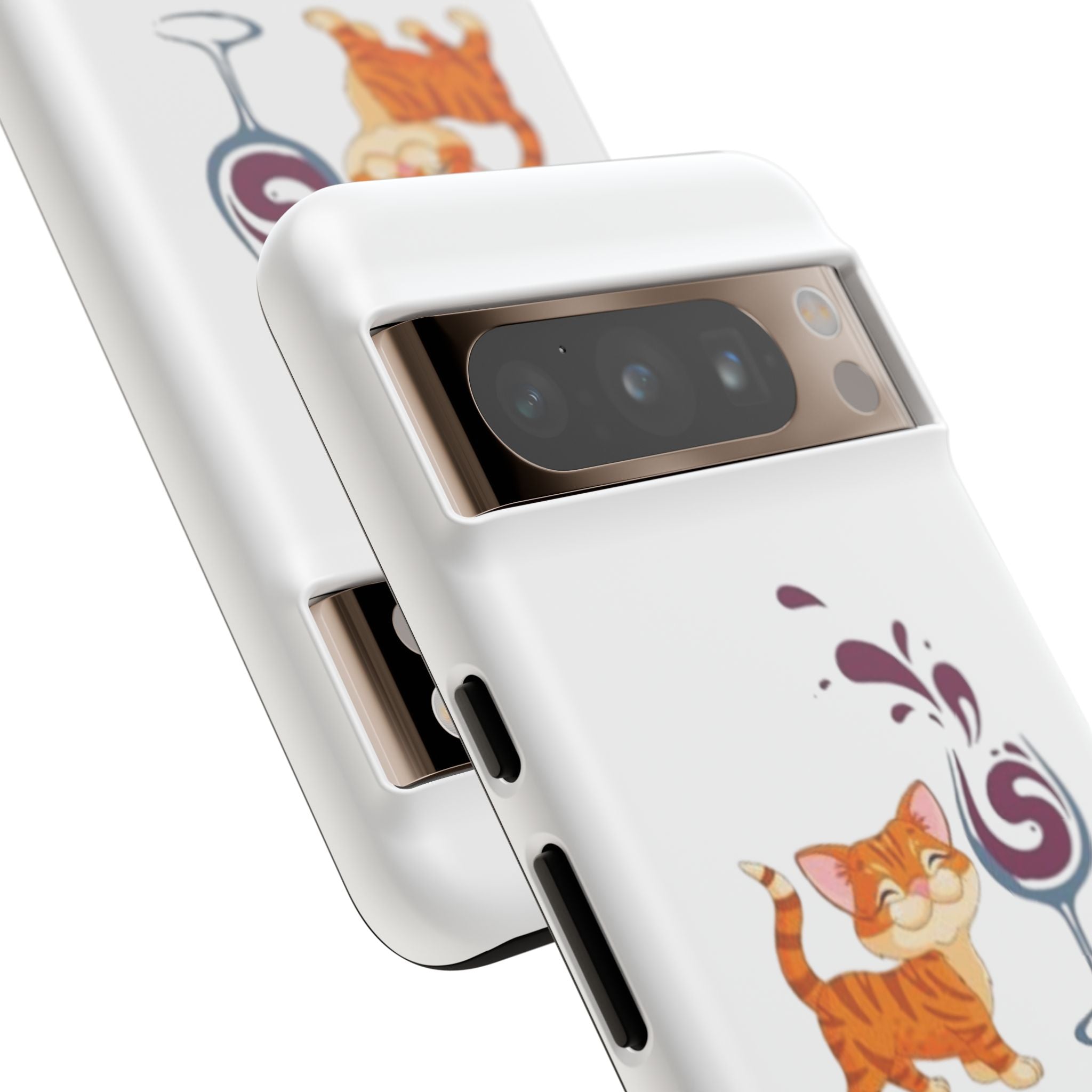 Cats & Wine Phone Case — Cute Orange Cat with Wine Glass Protective Case