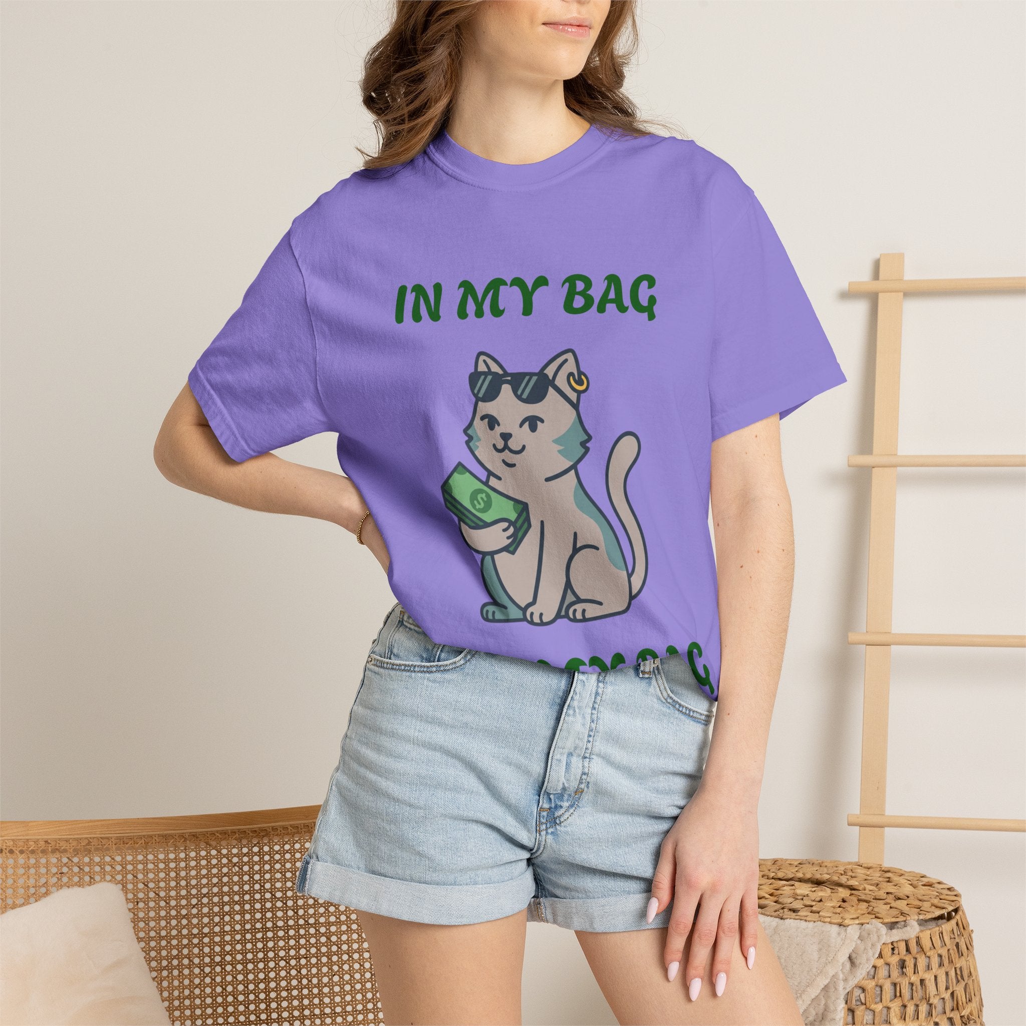 Cat Money T-Shirt — "In My Bag, Got My Bag" Graphic Tee