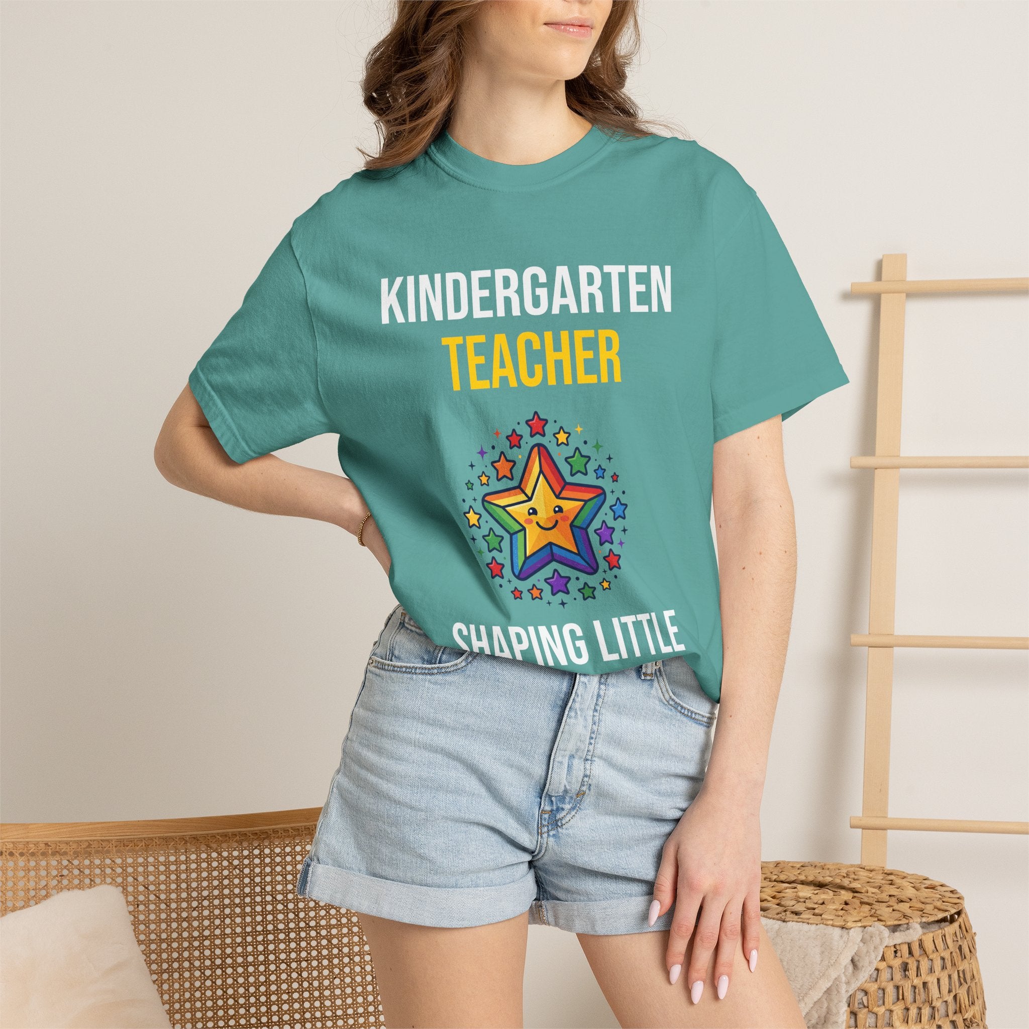 Kindergarten Teacher T-Shirt - "Shaping Little Minds Daily" Cute Star Design