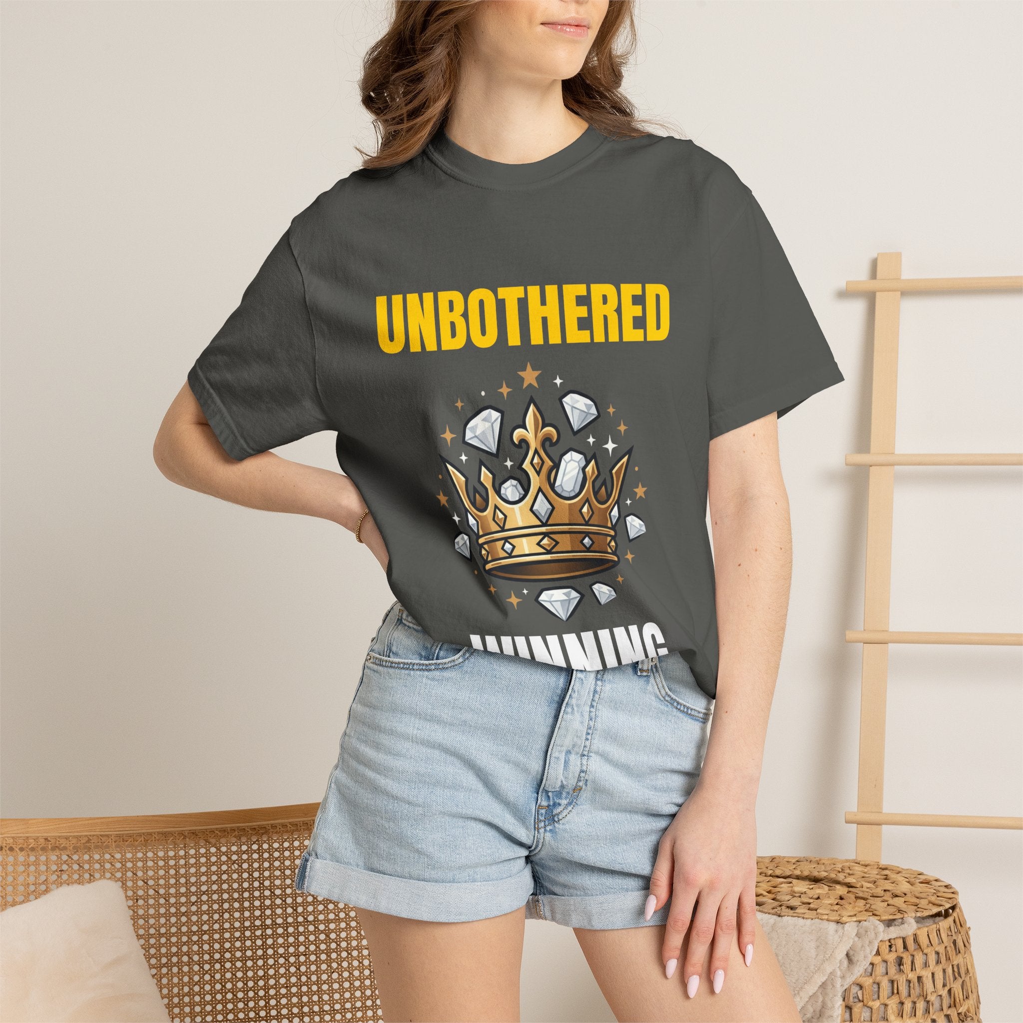Unbothered Winning T-Shirt — Crown Graphic Motivational Tee