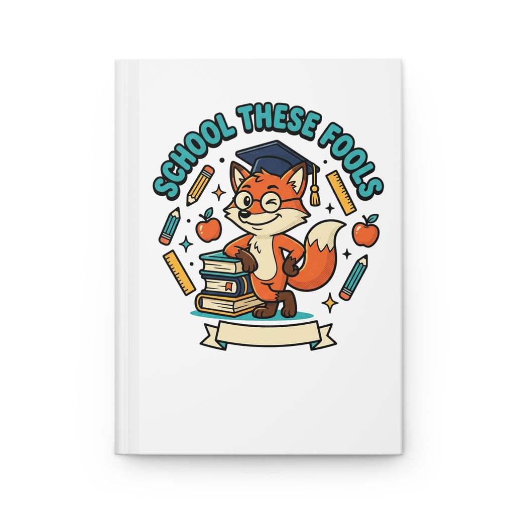 Hardcover Journal — "School These Fools" Fox & "Knowledge Is Key" Educational Notebook