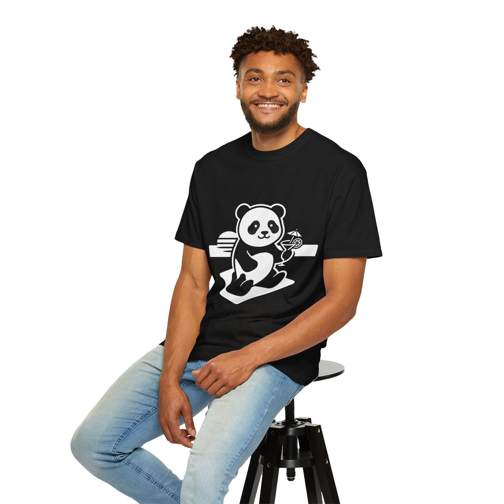 Panda Picnic T-Shirt — Cute Relaxing Panda Holding Drink Graphic Tee