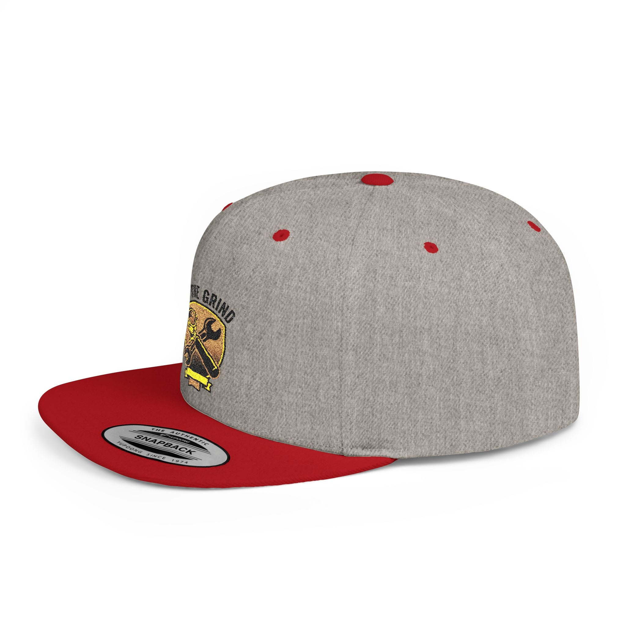 Snapback Hat — "On The Grind" Vintage Tool Crest Flat Bill Cap
