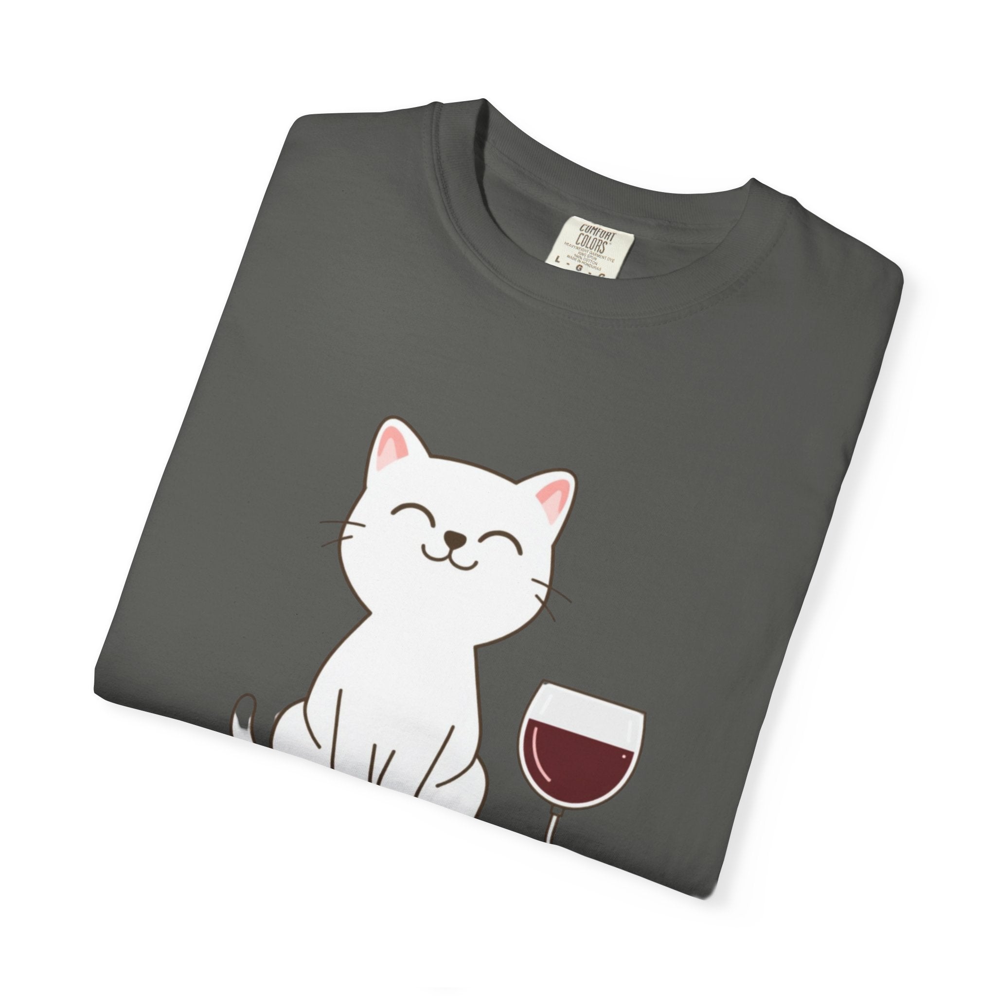 Mama Cat T-Shirt — Cute Cat & Wine Graphic Tee for Cat Moms