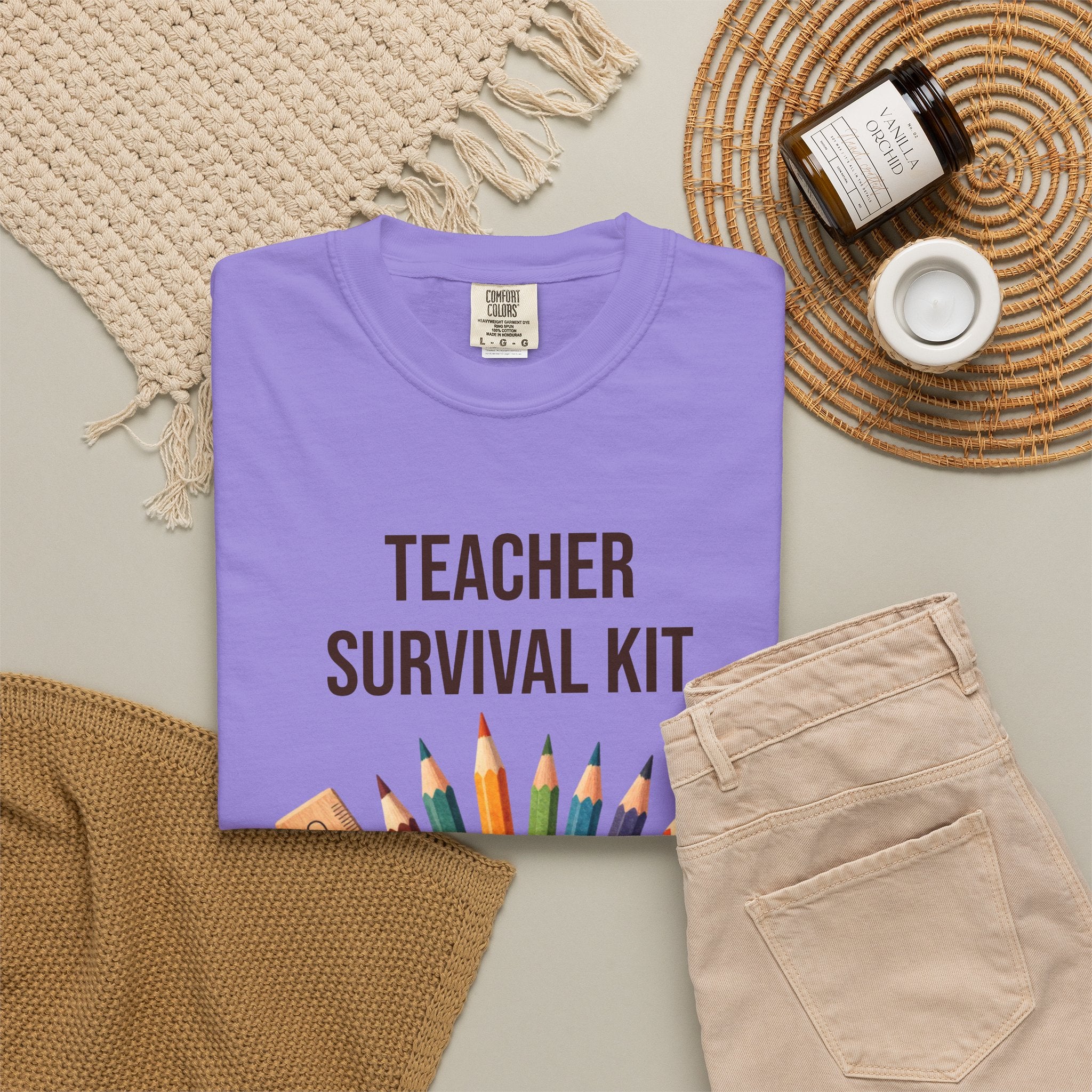 Teacher Survival Kit T-Shirt — Cute Pencil & Mug Graphic Tee for Teachers, Back-to-School Gift