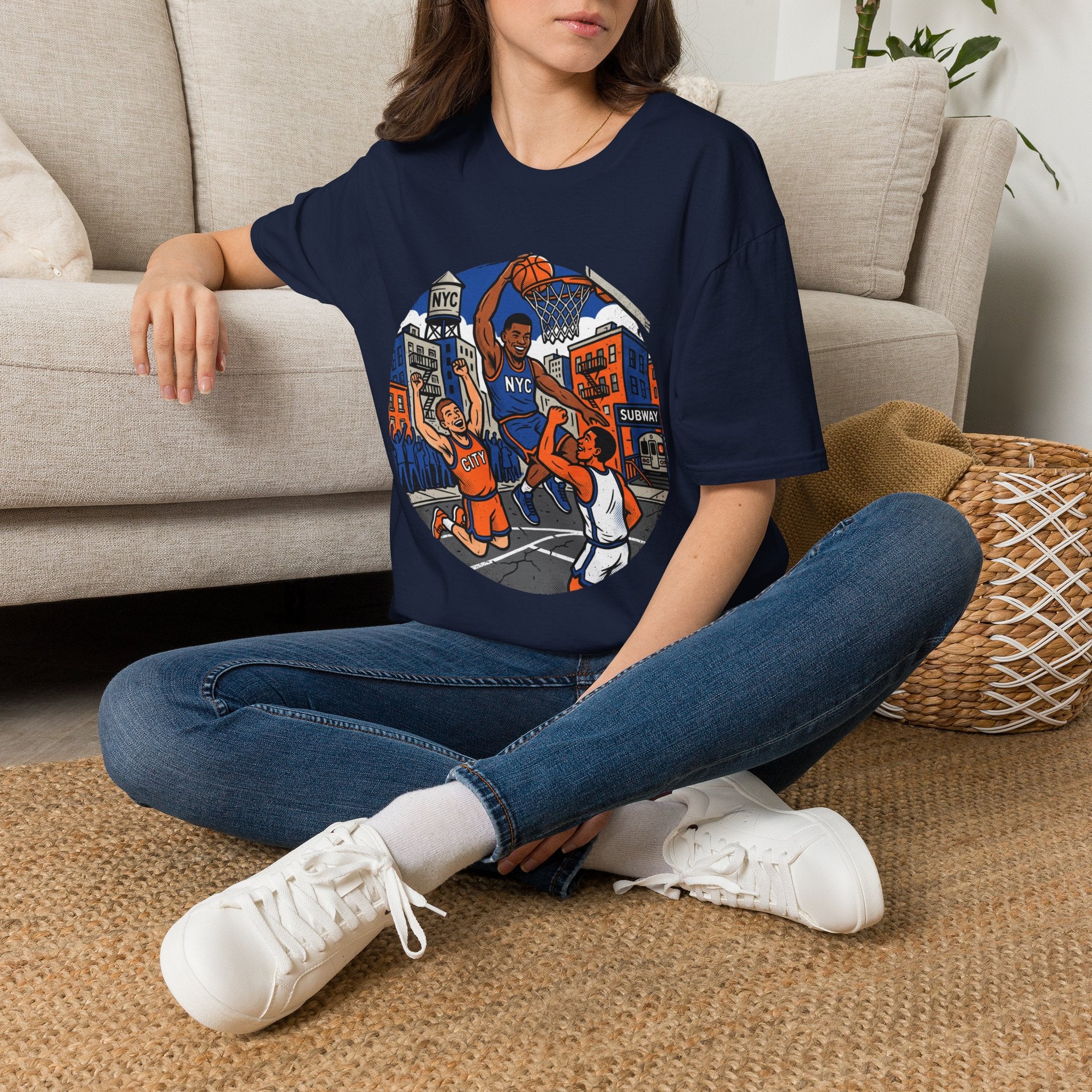 New York Hoops Run Cartoon Tee