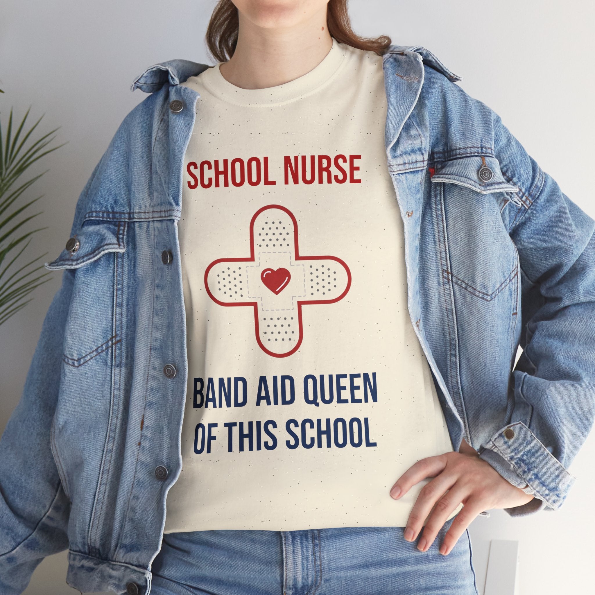 School Nurse T-Shirt – “Band Aid Queen of This School” Cotton Tee