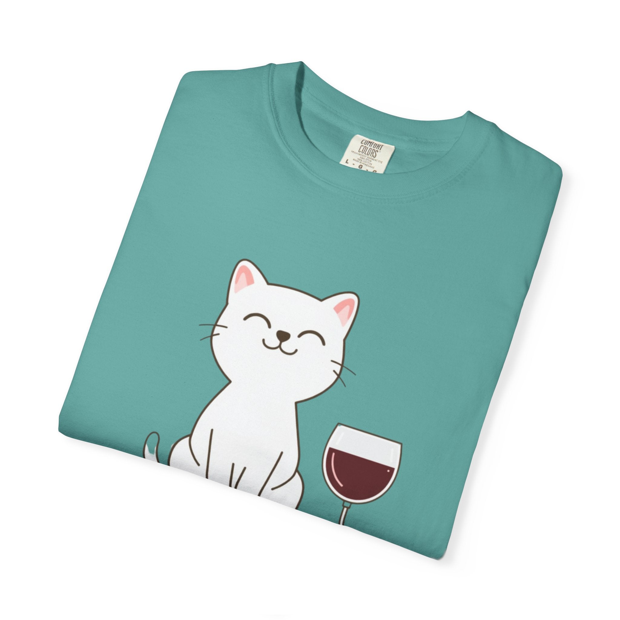 Mama Cat T-Shirt — Cute Cat & Wine Graphic Tee for Cat Moms