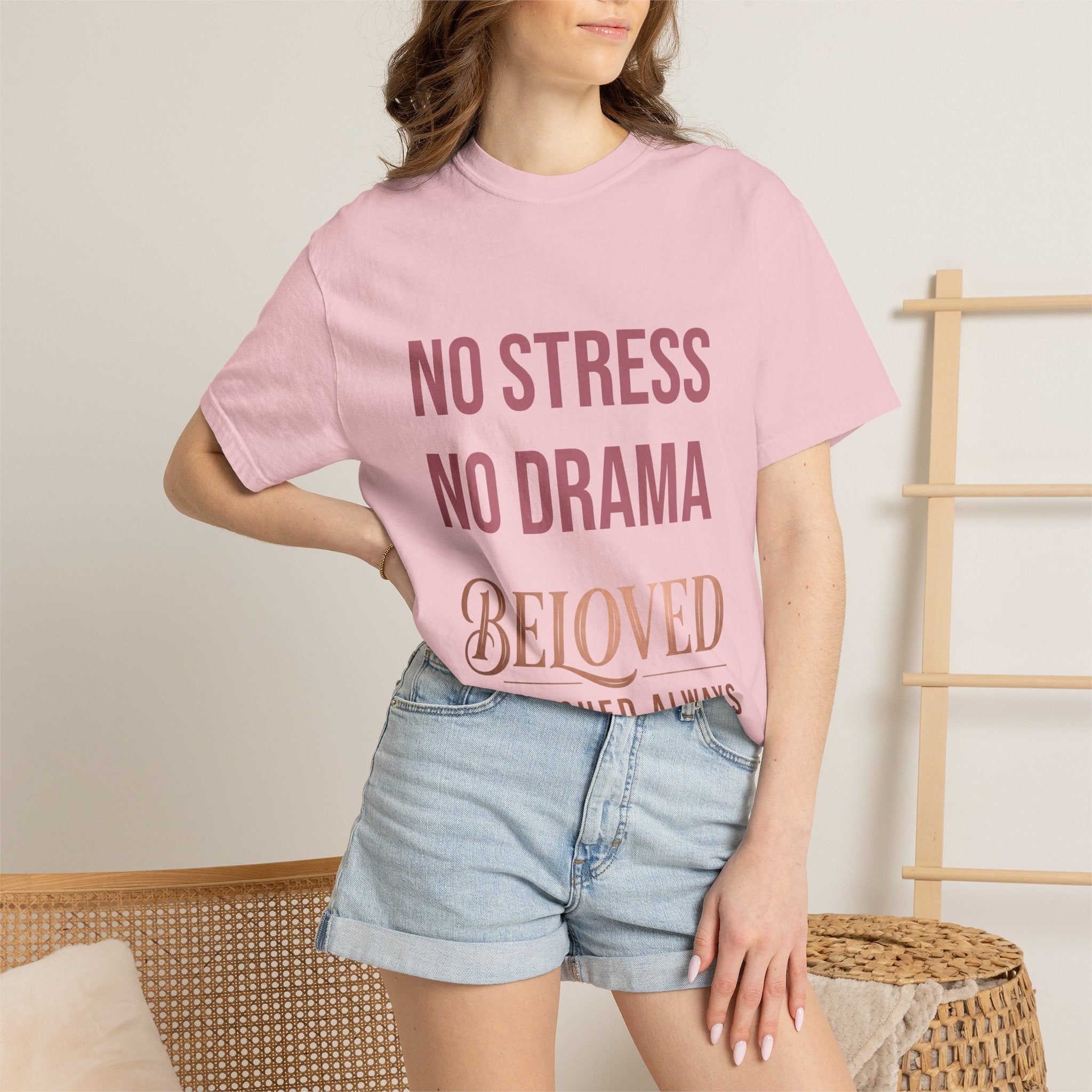 No Stress No Drama Beloved T-Shirt — Positive Message Tee for Women & Loved Ones