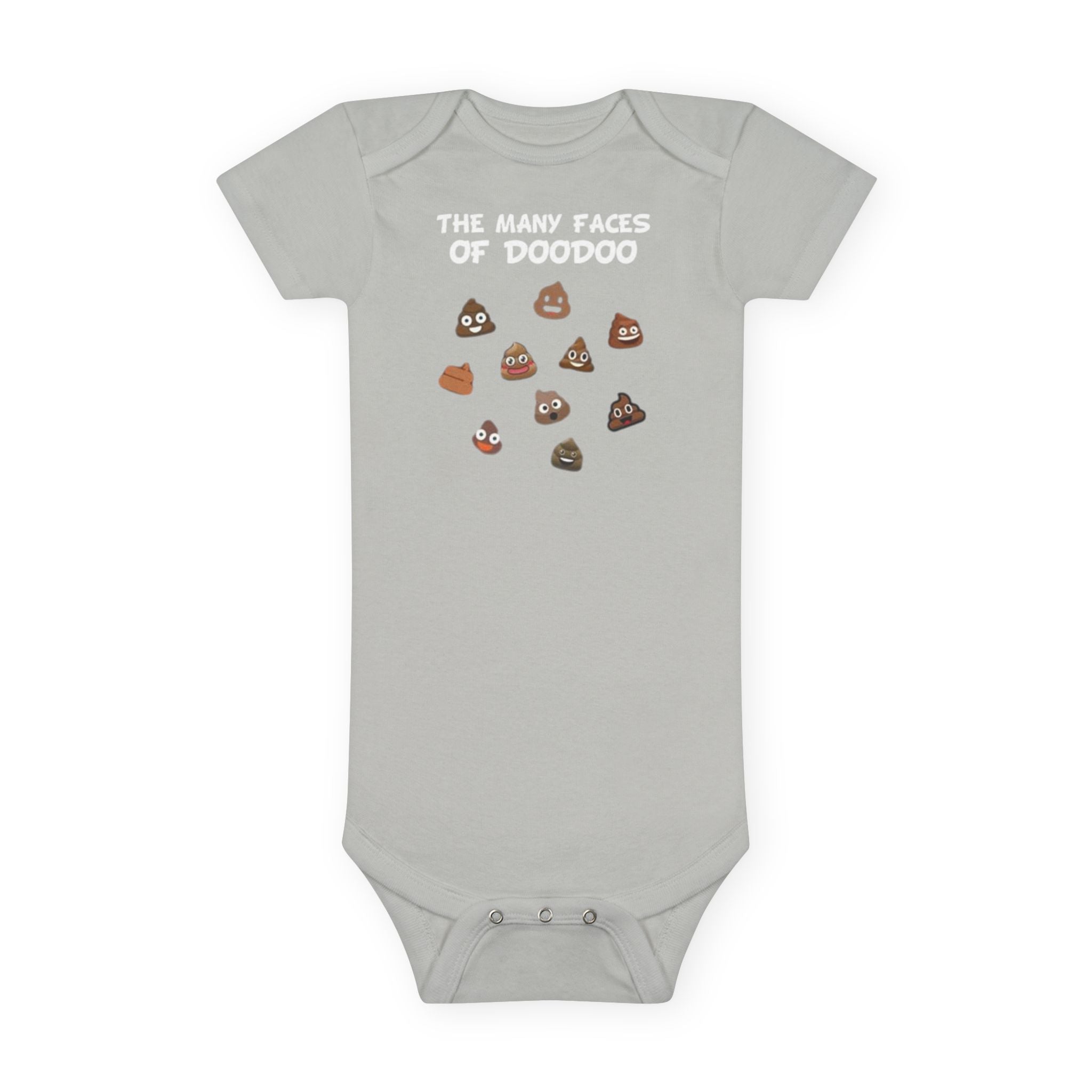 Happy Poop Emoji Baby Onesie® — Cute Doodoo Faces Short Sleeve
