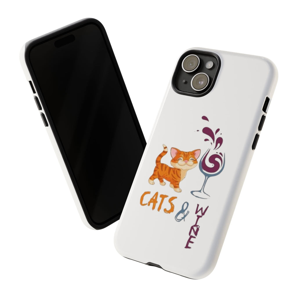 Cats & Wine Phone Case — Cute Orange Cat with Wine Glass Protective Case