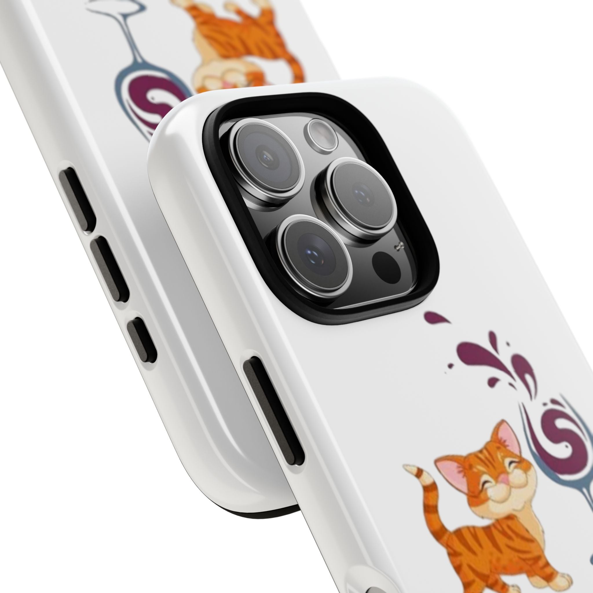 Cats & Wine Phone Case — Cute Orange Cat with Wine Glass Protective Case