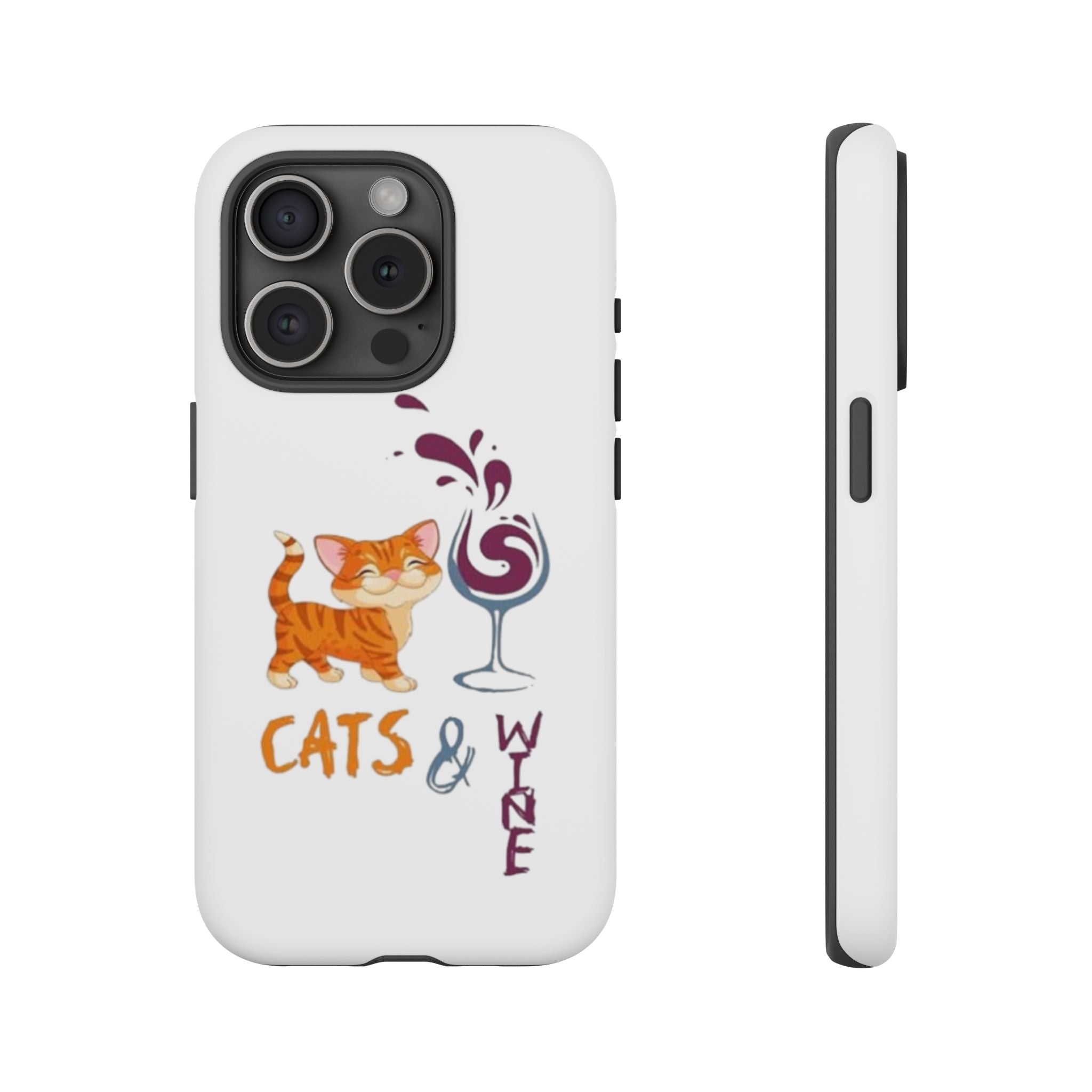Cats & Wine Phone Case — Cute Orange Cat with Wine Glass Protective Case