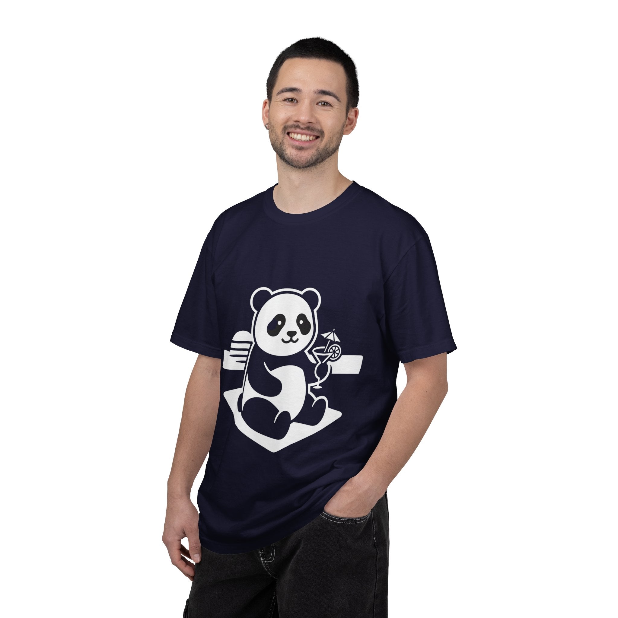 Panda Picnic T-Shirt — Cute Relaxing Panda Holding Drink Graphic Tee