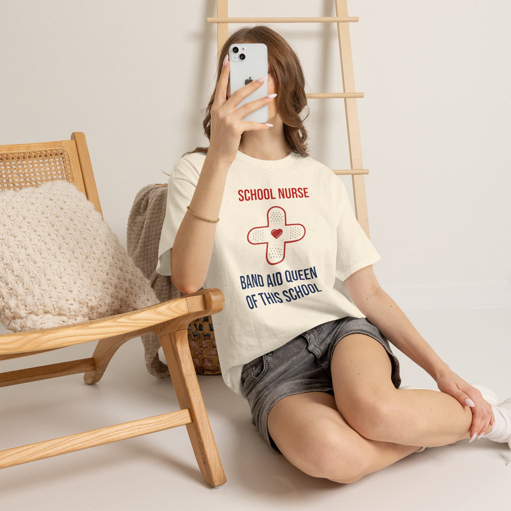 School Nurse T-Shirt – “Band Aid Queen of This School” Cotton Tee