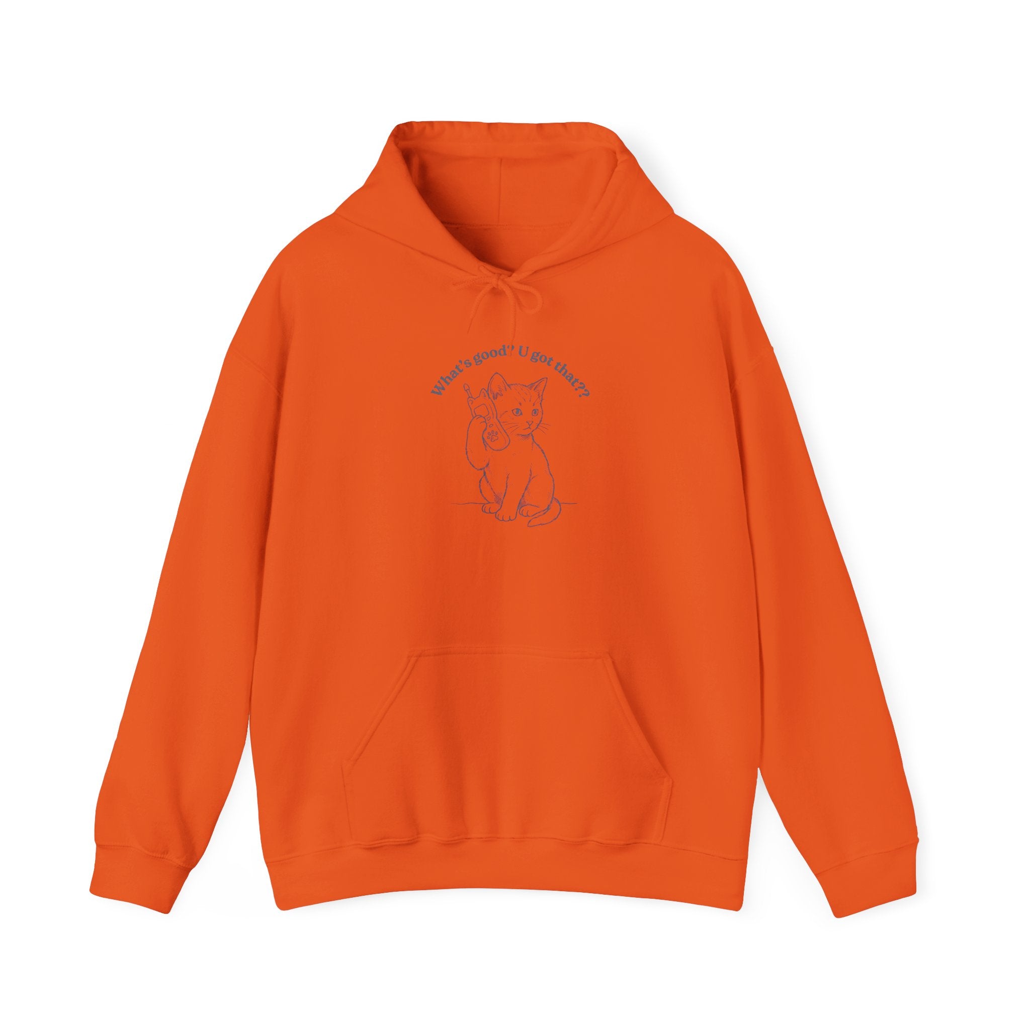 Fun Cat on Phone Hoodie — "What’s good? You got that??"