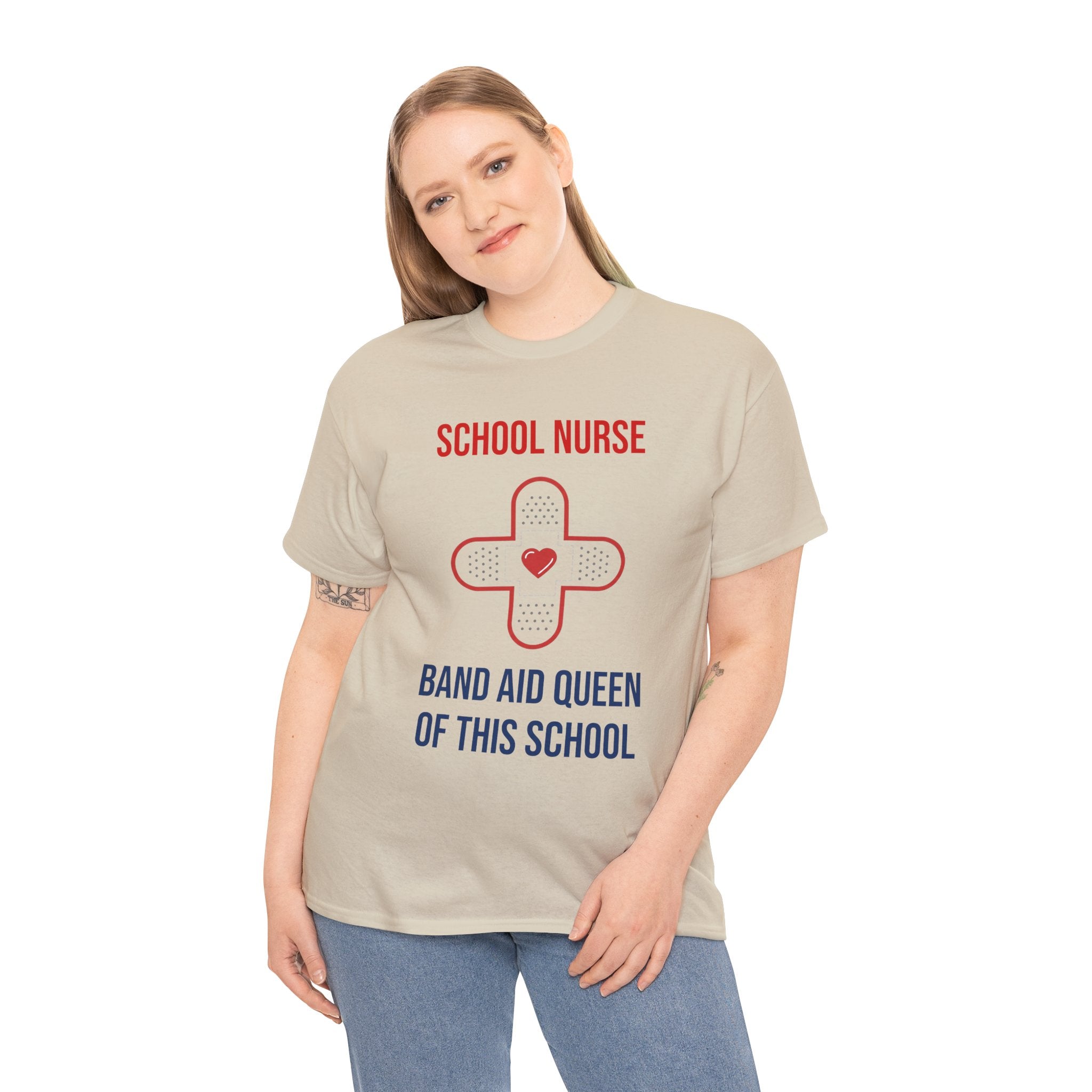 School Nurse T-Shirt – “Band Aid Queen of This School” Cotton Tee
