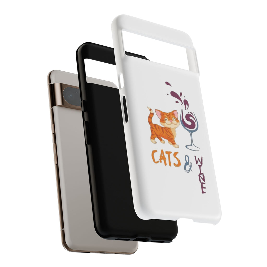 Cats & Wine Phone Case — Cute Orange Cat with Wine Glass Protective Case