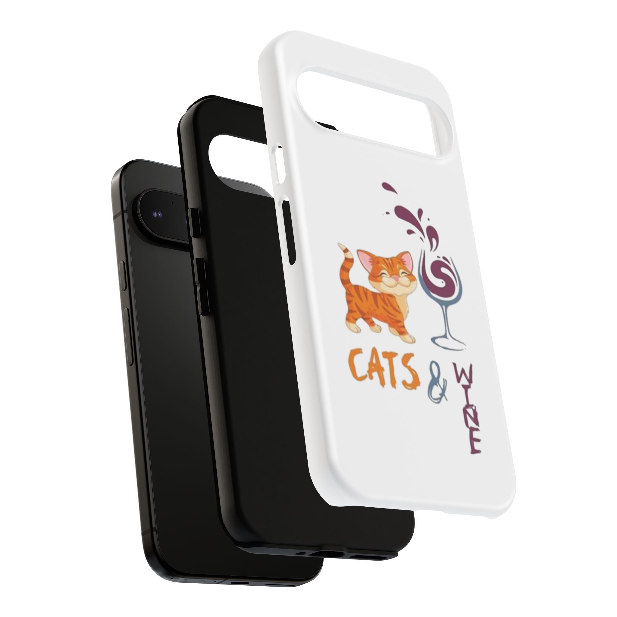 Cats & Wine Phone Case — Cute Orange Cat with Wine Glass Protective Case