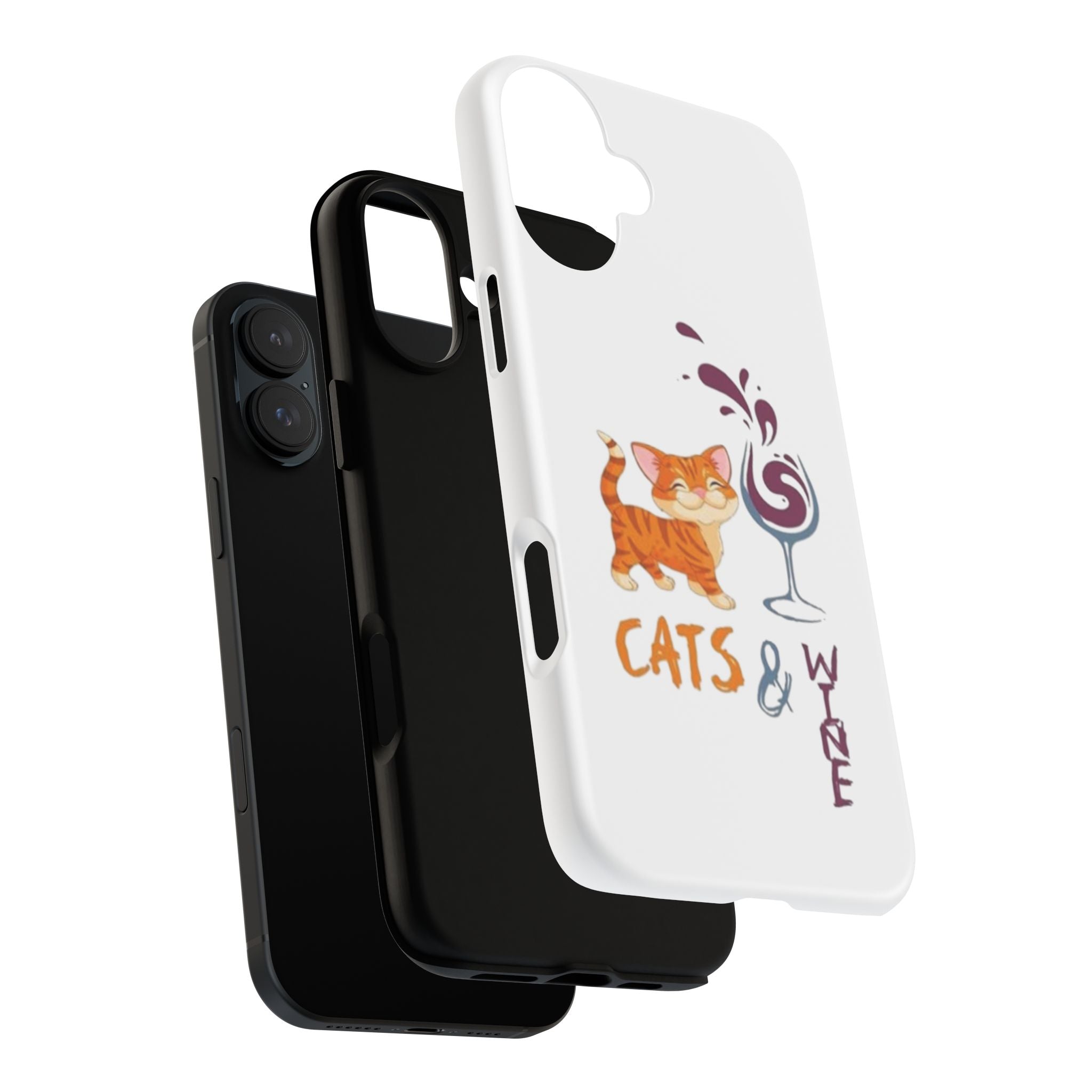 Cats & Wine Phone Case — Cute Orange Cat with Wine Glass Protective Case