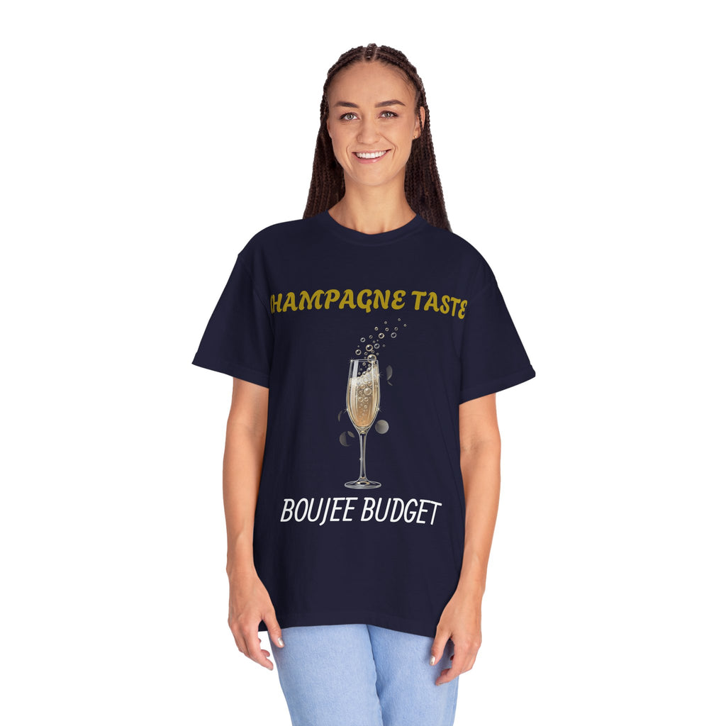 Champagne Taste, Boujee Budget T-Shirt — Funny Sparkling Wine Tee