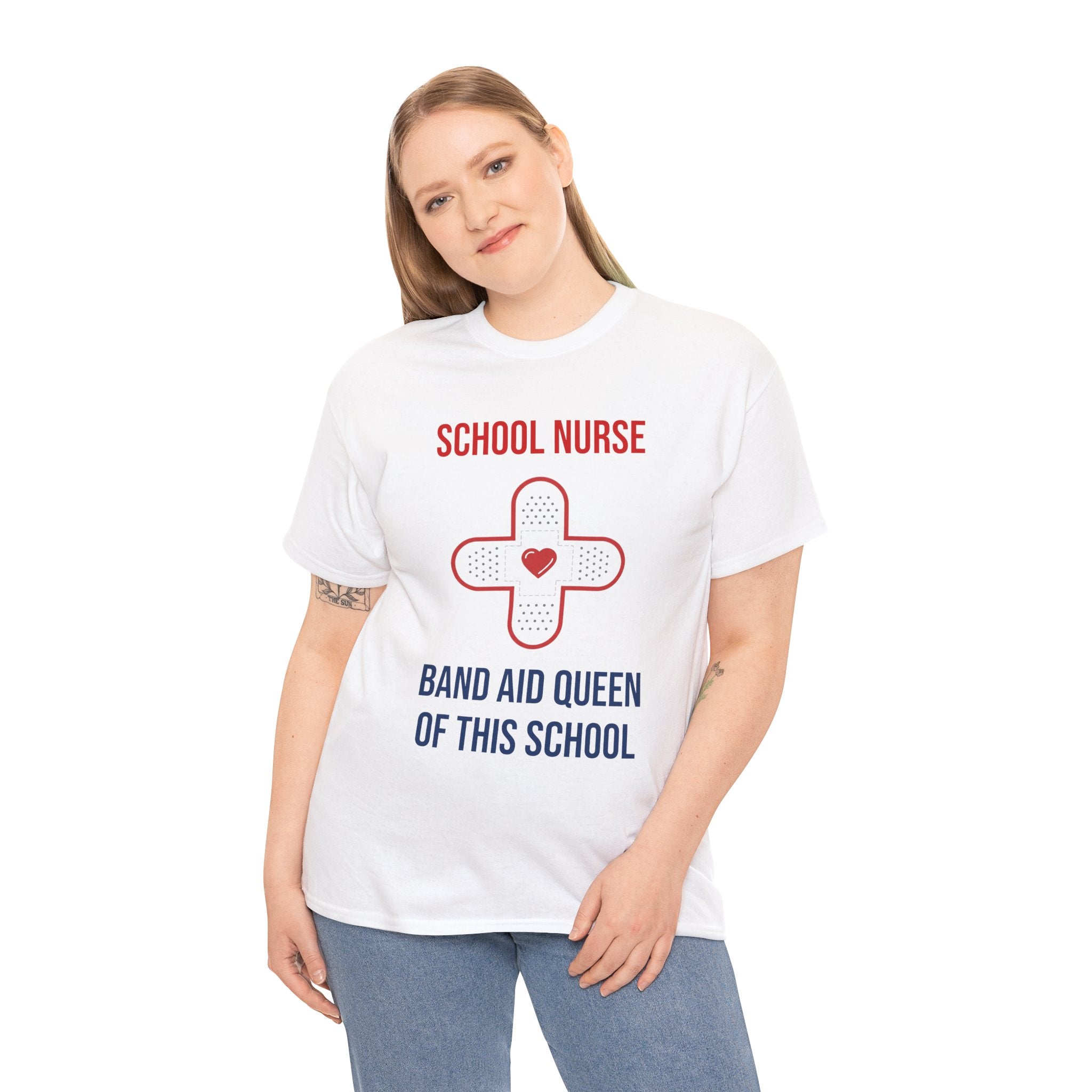 School Nurse T-Shirt – “Band Aid Queen of This School” Cotton Tee